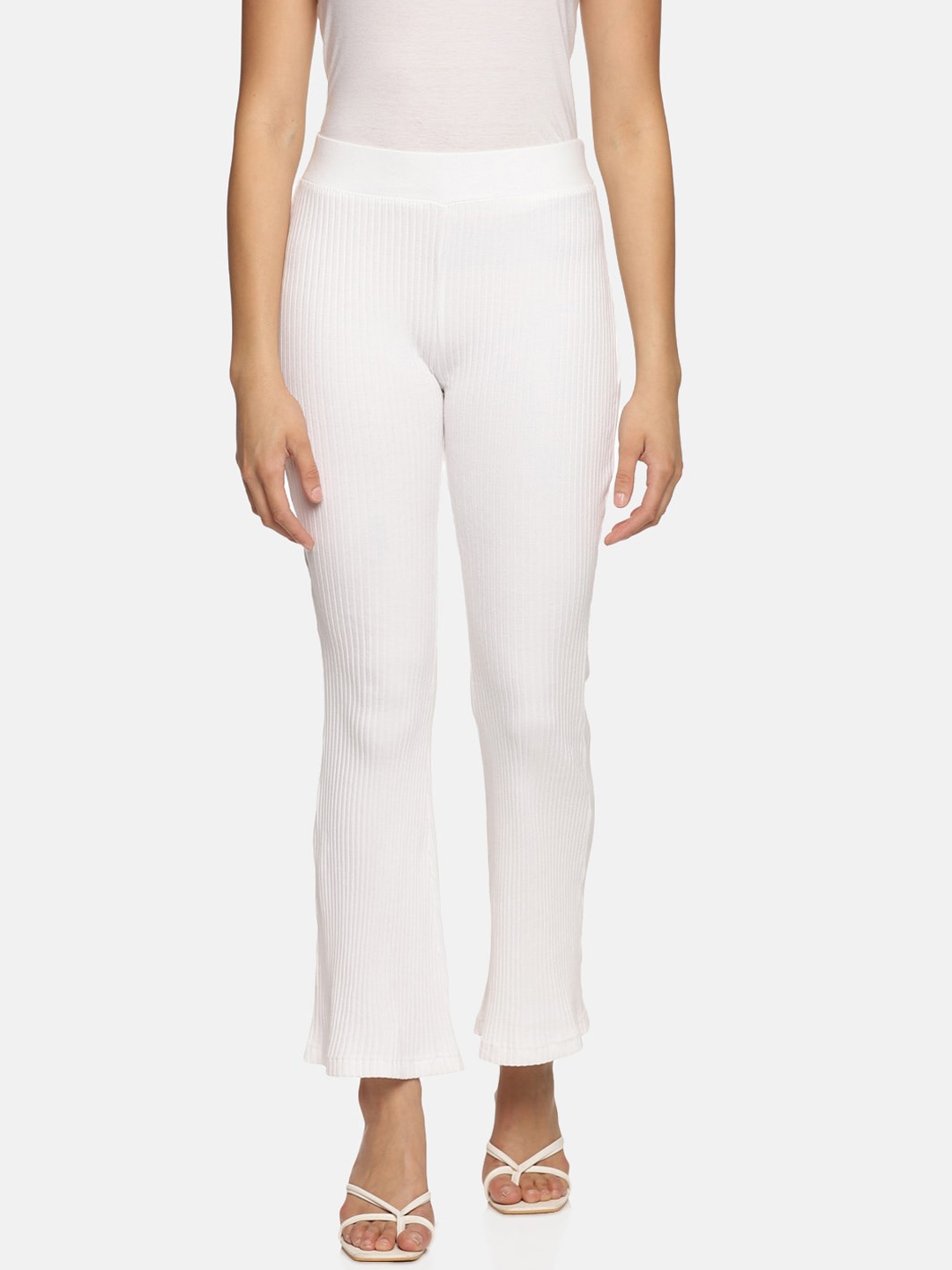 

HERE&NOW Women Buddy Hug Skinny Fit High-Rise Trousers, White