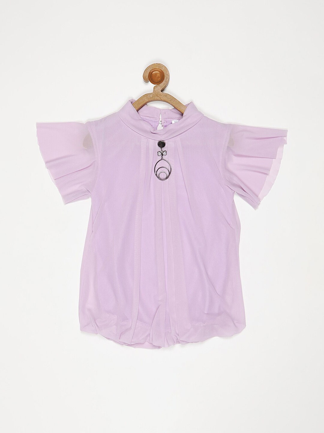 

V2 Value & Variety Girls Mandarin Collar Chiffon Top, Purple