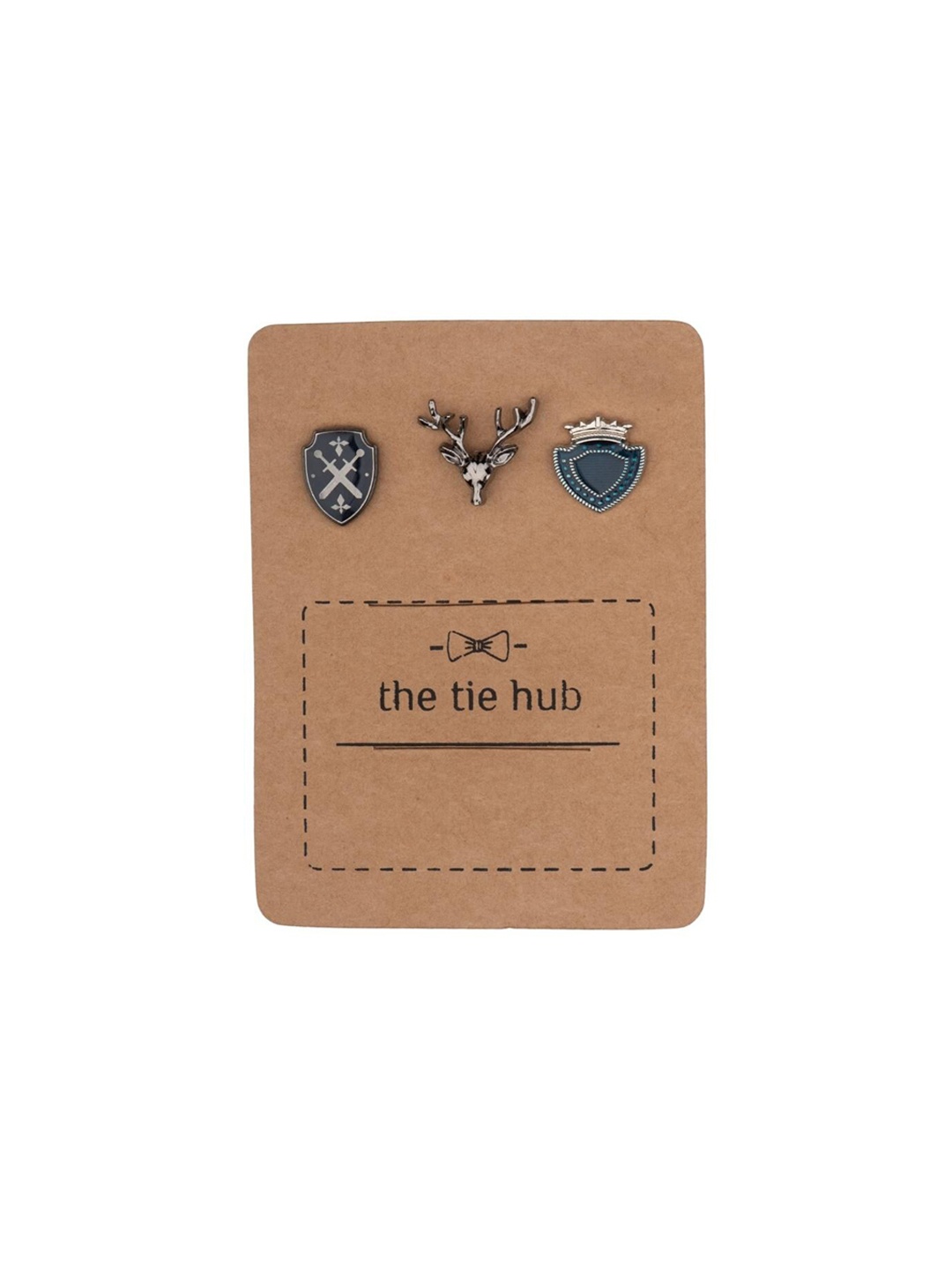 

The Tie Hub Men Set Of 3 Minimal Brass Brooch, Black