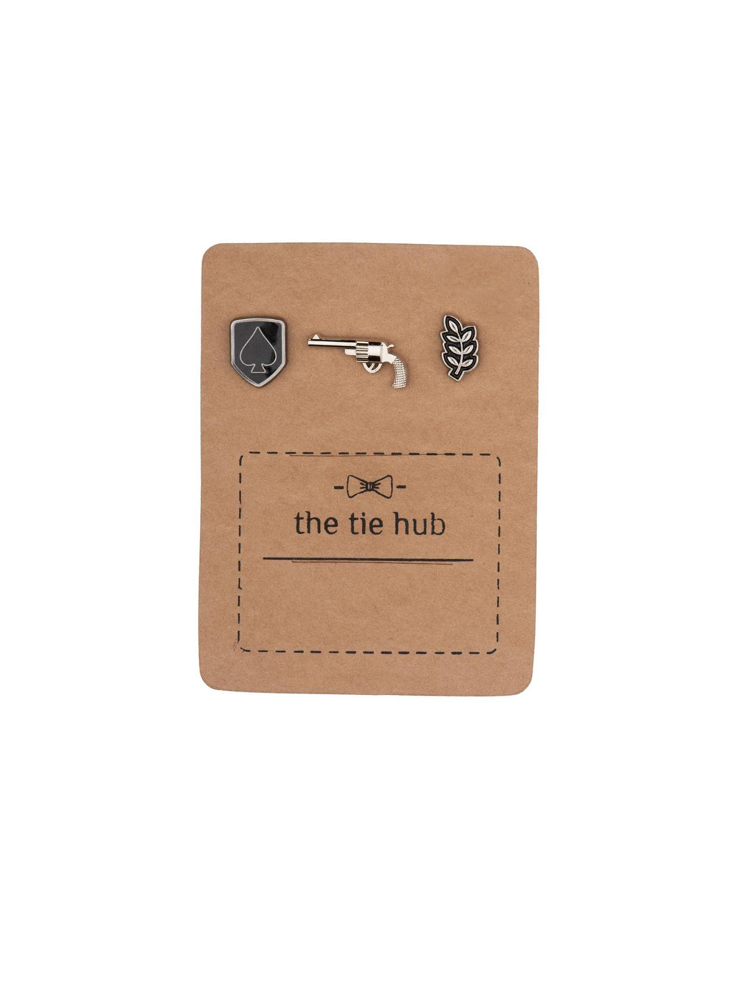 

The Tie Hub Men Set Of 3 Brass Lapel Pin Brooch, Black