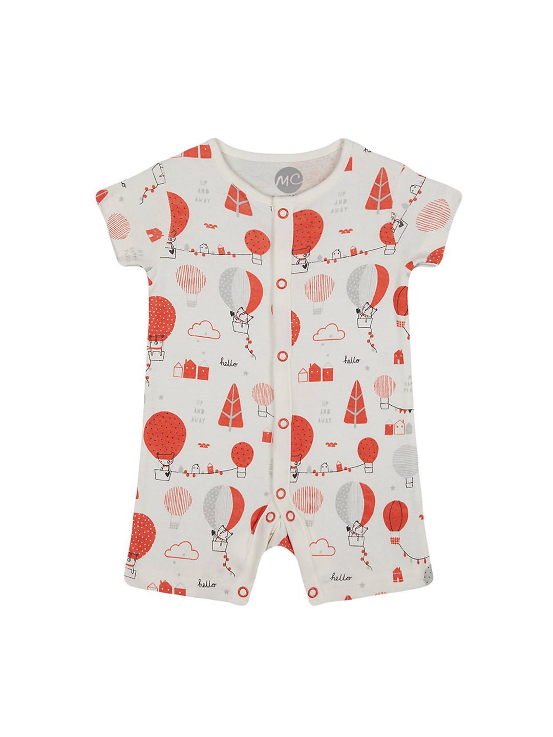 

mothercare Kids Printed Cotton Romper, Orange