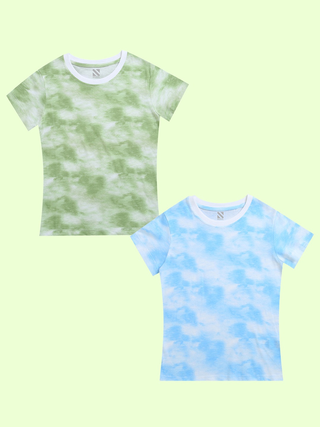 

NUSYL Girls Pack Of 2 Tie and Dye Dyed T-shirt, Blue