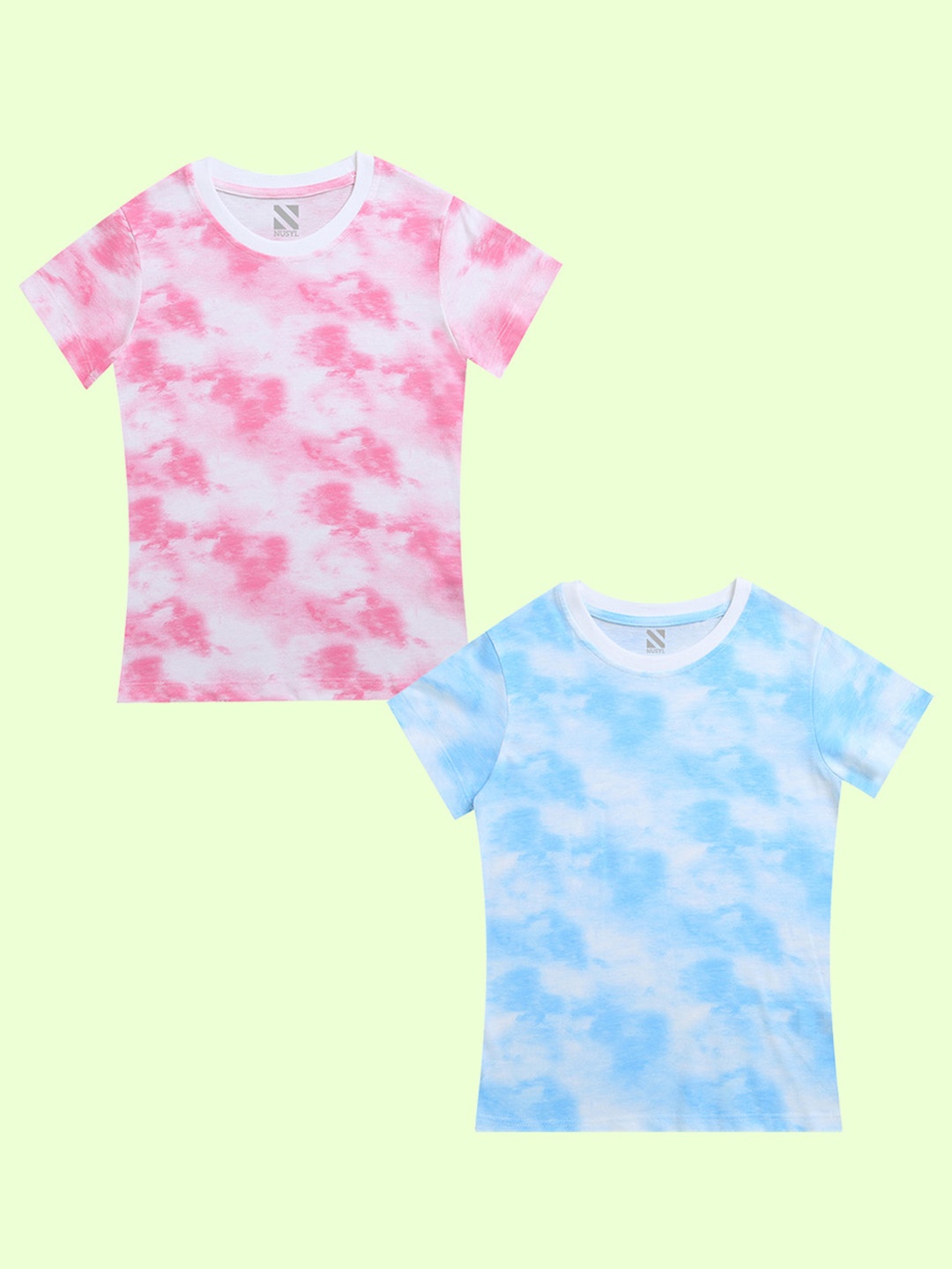 

NUSYL Girls Pack Of Two Tie and Dye Dyed T-shirt, Pink