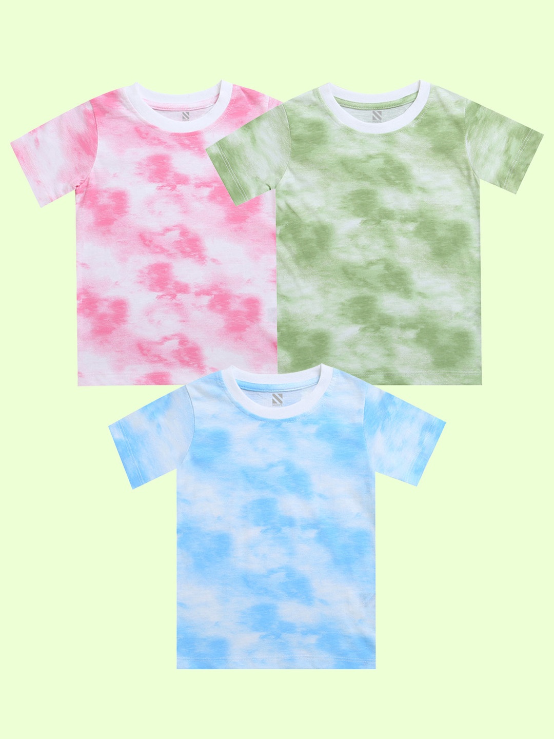 

NUSYL Kids Pack Of Three Tie and Dye Dyed T-shirt, Pink