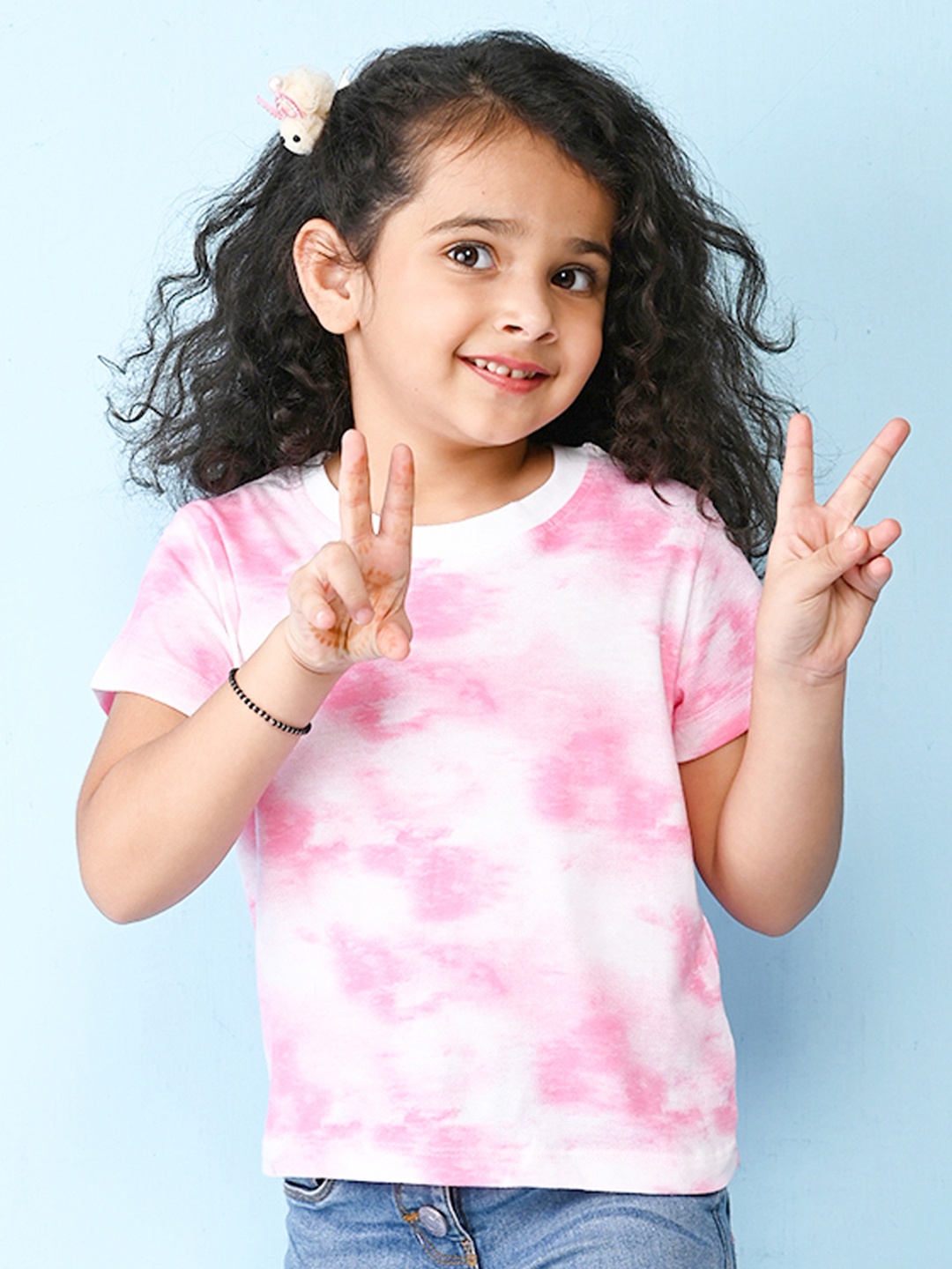 

NUSYL Girls Tie and Dye Dyed T-shirt, Pink