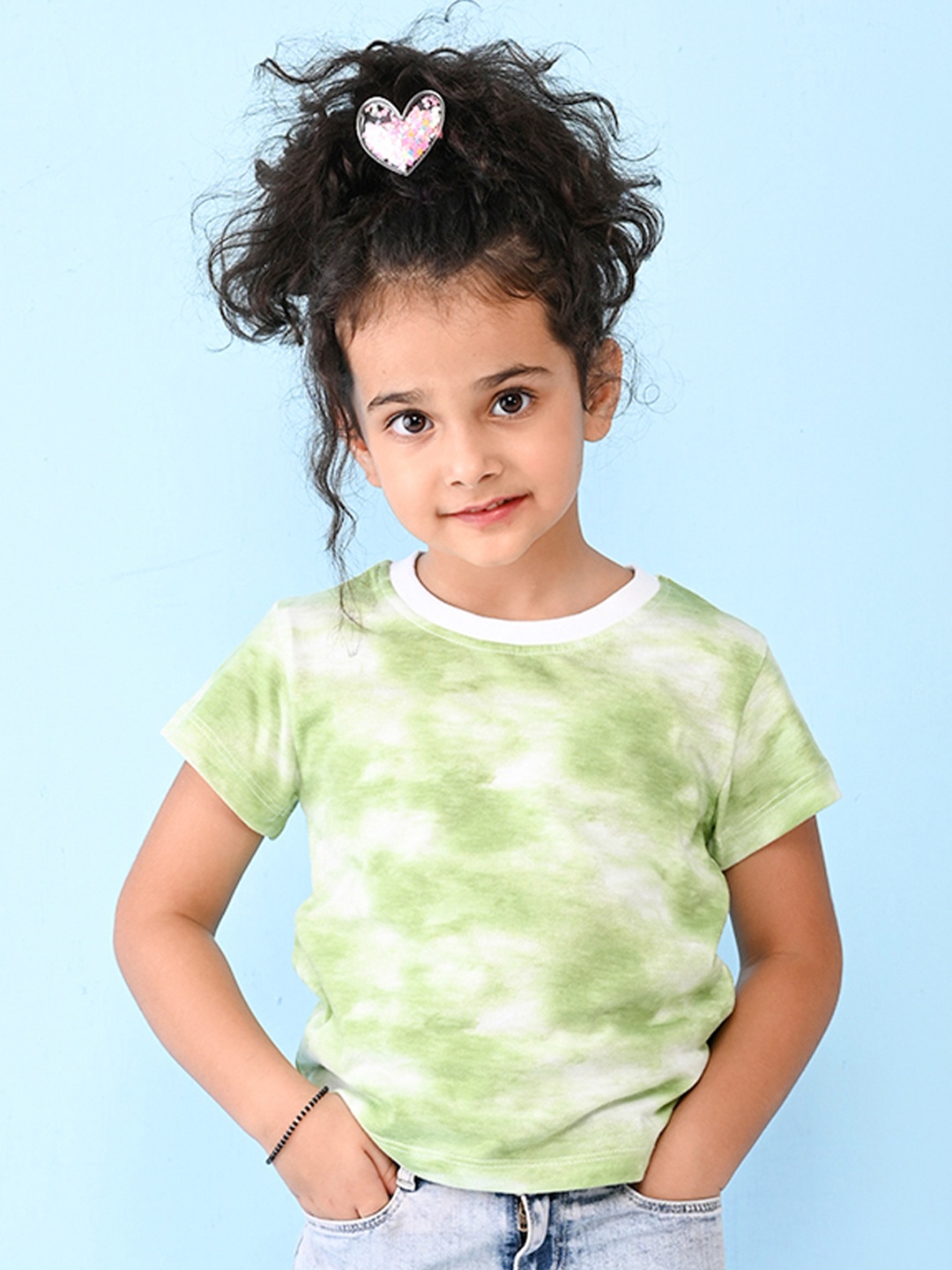 

NUSYL Girls Tie and Dye Cotton T-shirt, Green