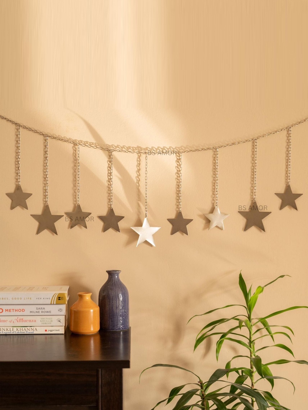 

BS AMOR Silver-Toned Moon Phase Garland Metal Wall Hanging