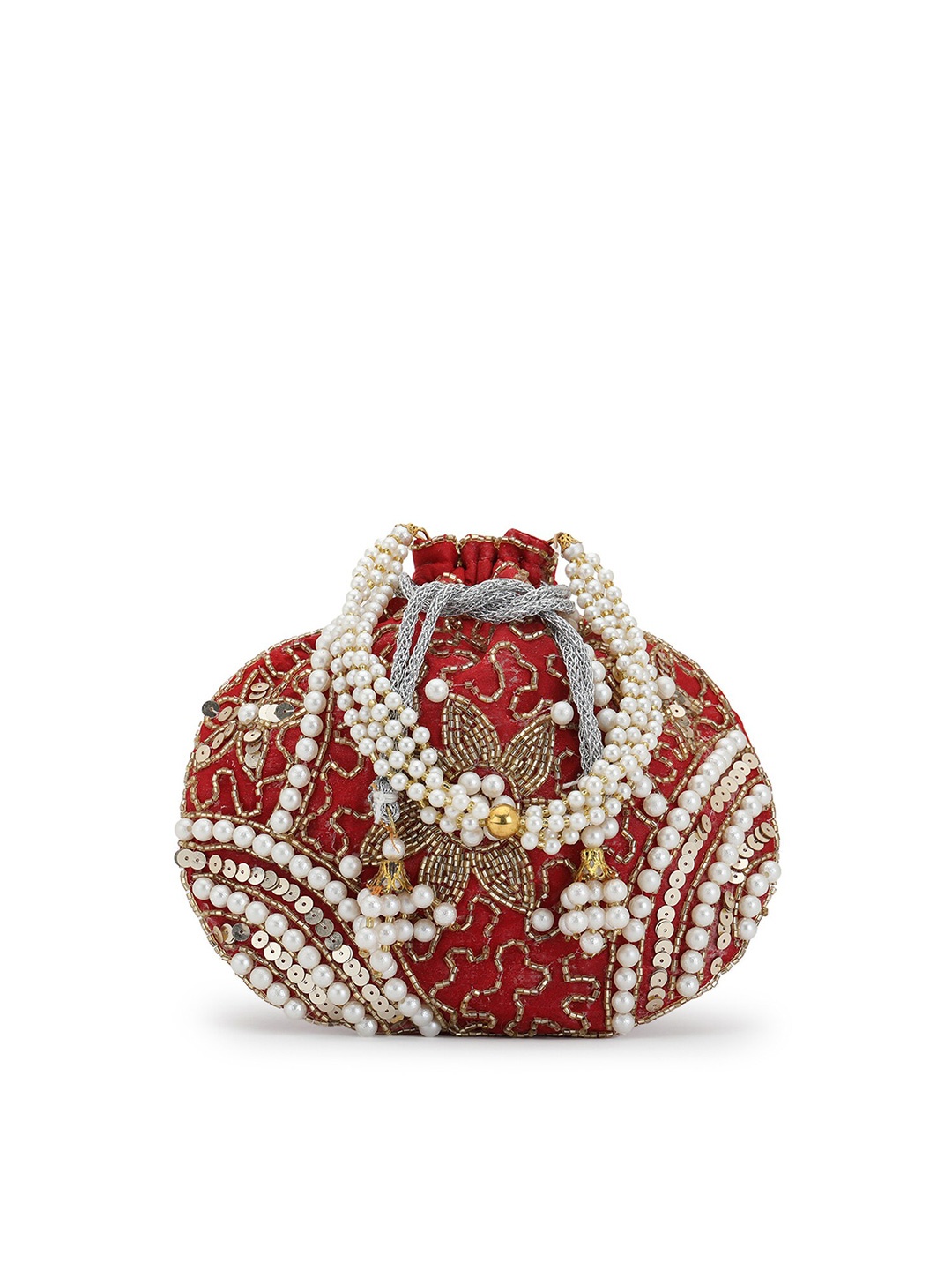 

gaura pakhi Embellished Potli Clutch, Red