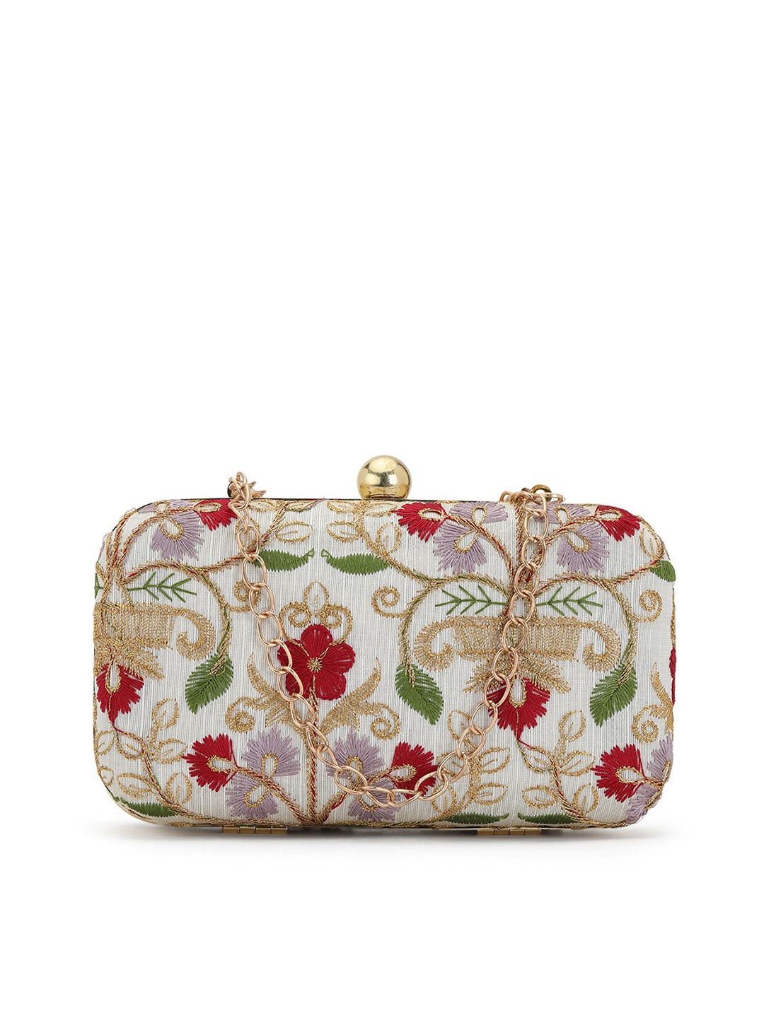 

gaura pakhi Embroidered Box Clutch, White