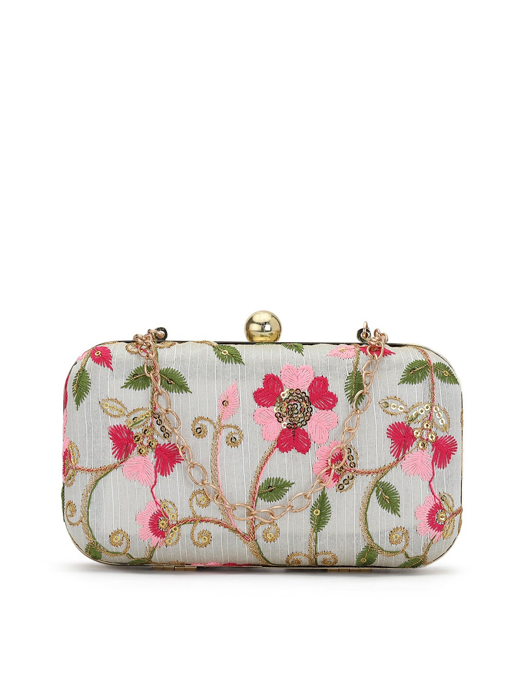 

gaura pakhi Embroidered Box Clutch, White