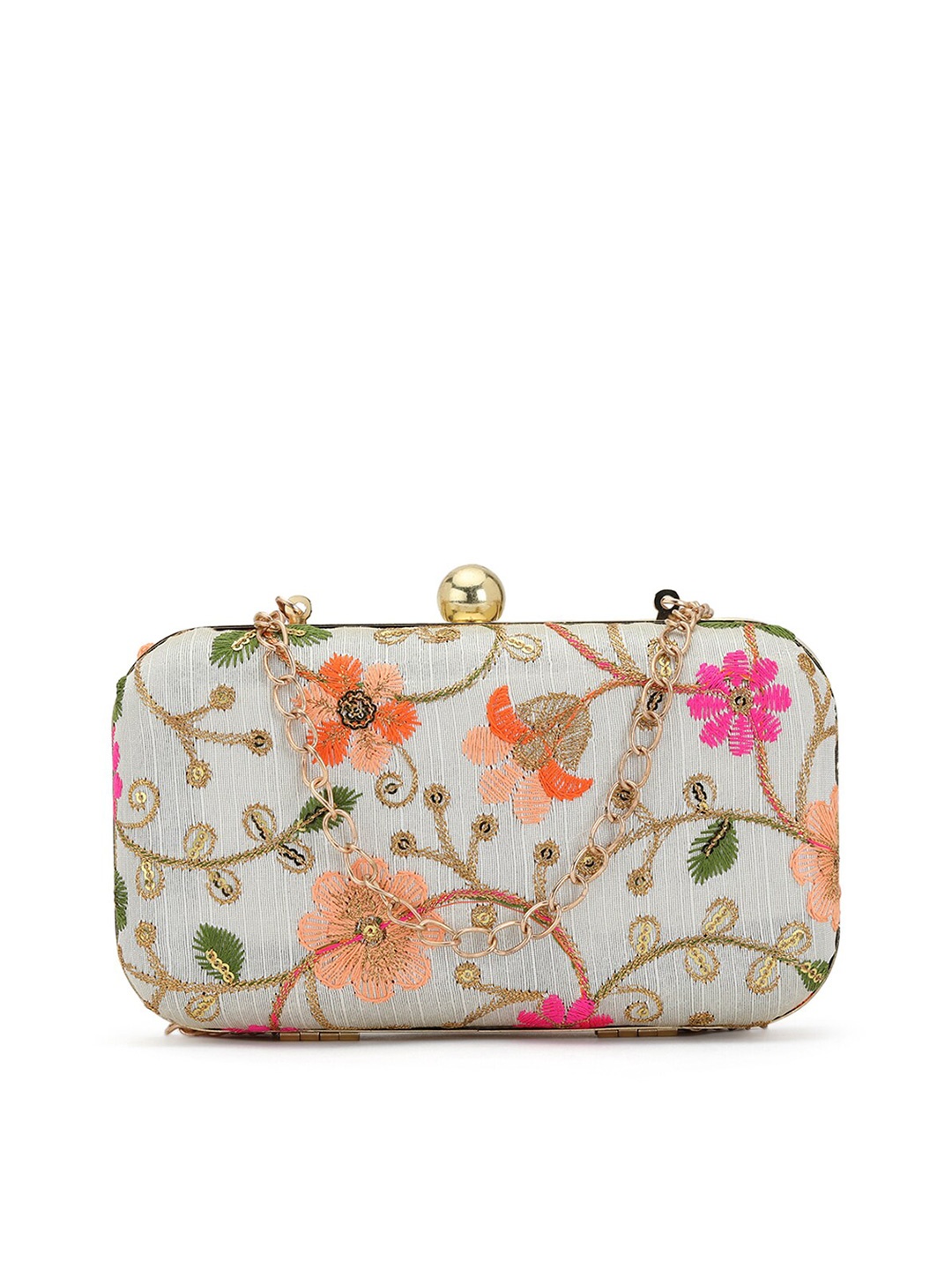 

gaura pakhi Embroidered Box Clutch, White