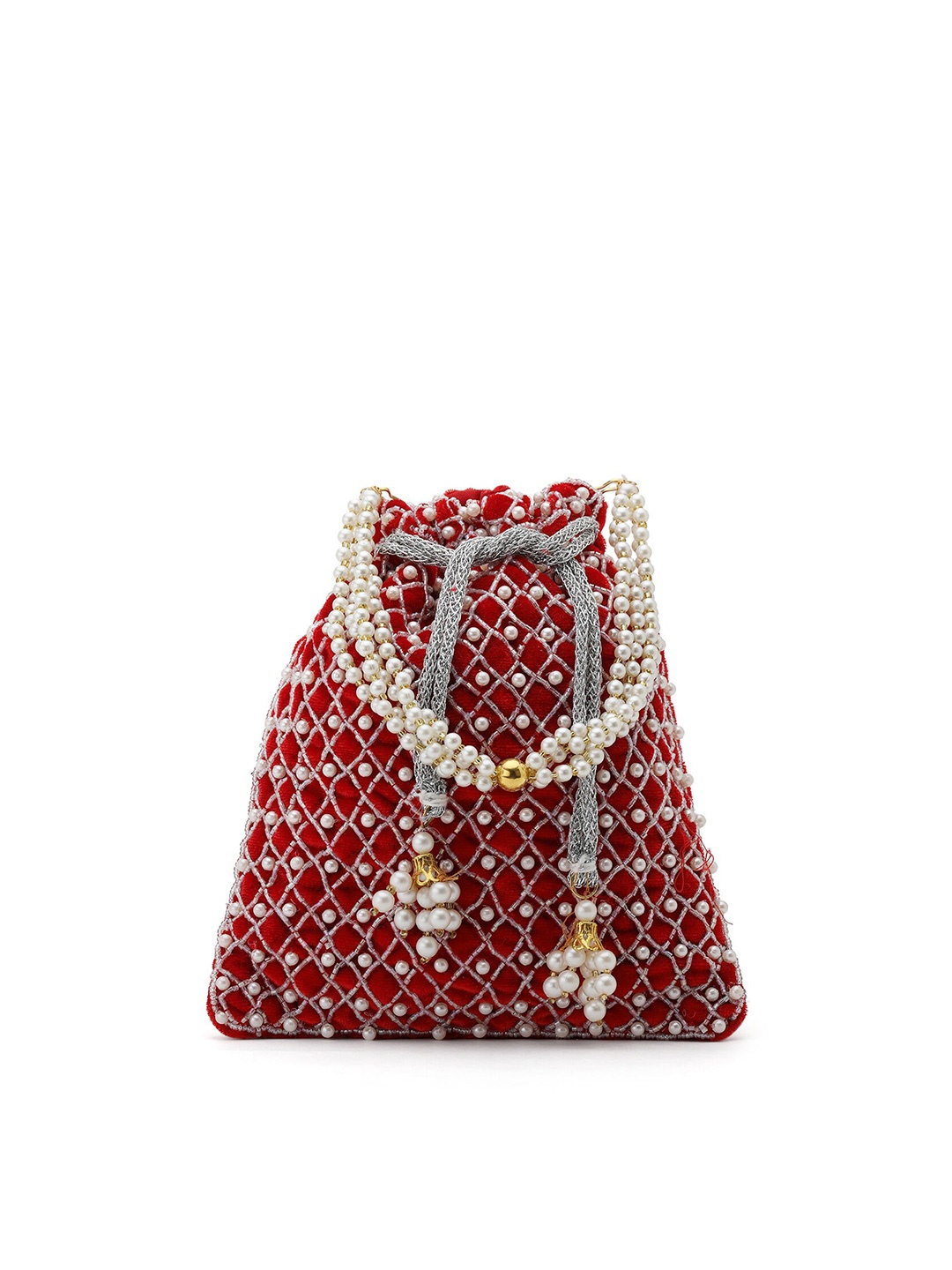 

gaura pakhi Embellished Potli Clutch, Red