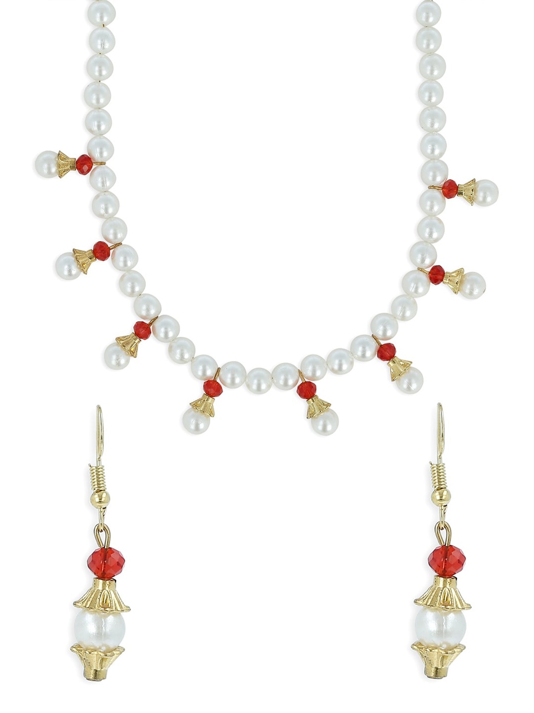 

AKSHARA Girls Gold-Plated Stone-Studded & Pearl Beaded Jewellery Set