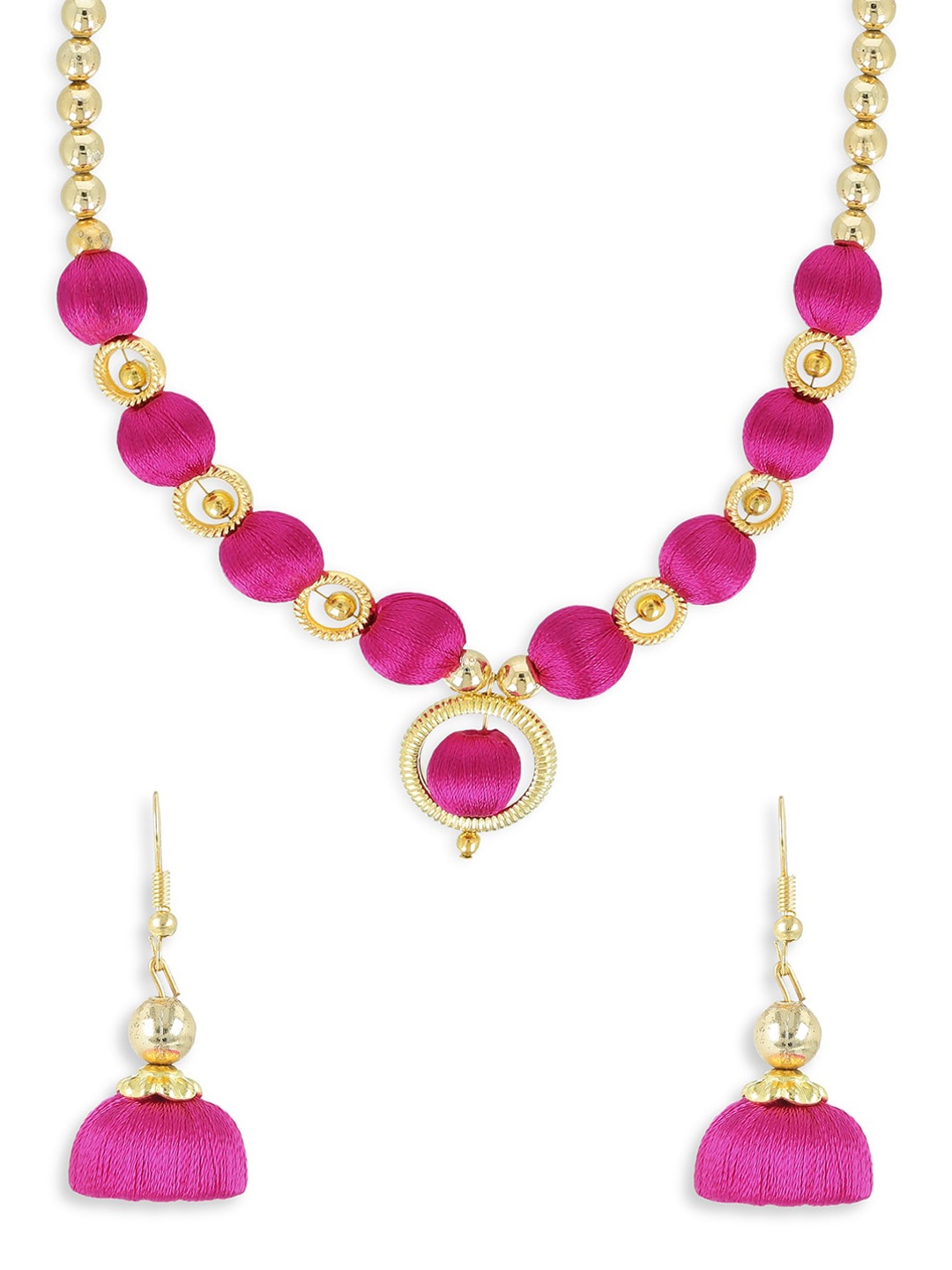 

AKSHARA Girls Gold-Plated Beads-Studded Jewellery Set