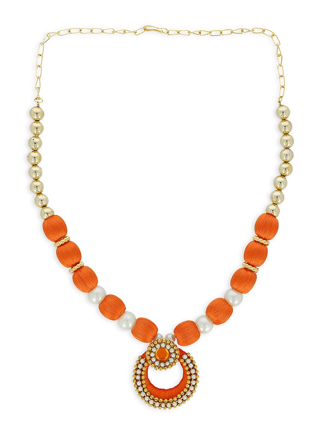 

AKSHARA Girls Gold-Plated Stone Studded & Beaded Jewellery Set