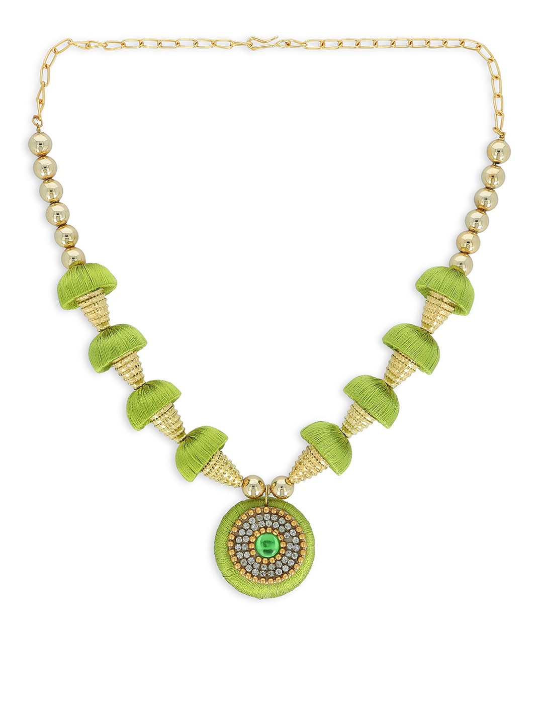 

AKSHARA Girls Gold-Plated Stone-Studded & Pearl Beaded Jewellery Set