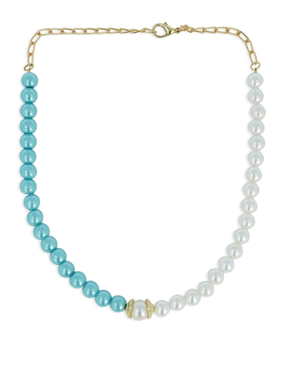 

AKSHARA Girls Gold-Plated Pearls-Beaded Jewellery Set, Blue