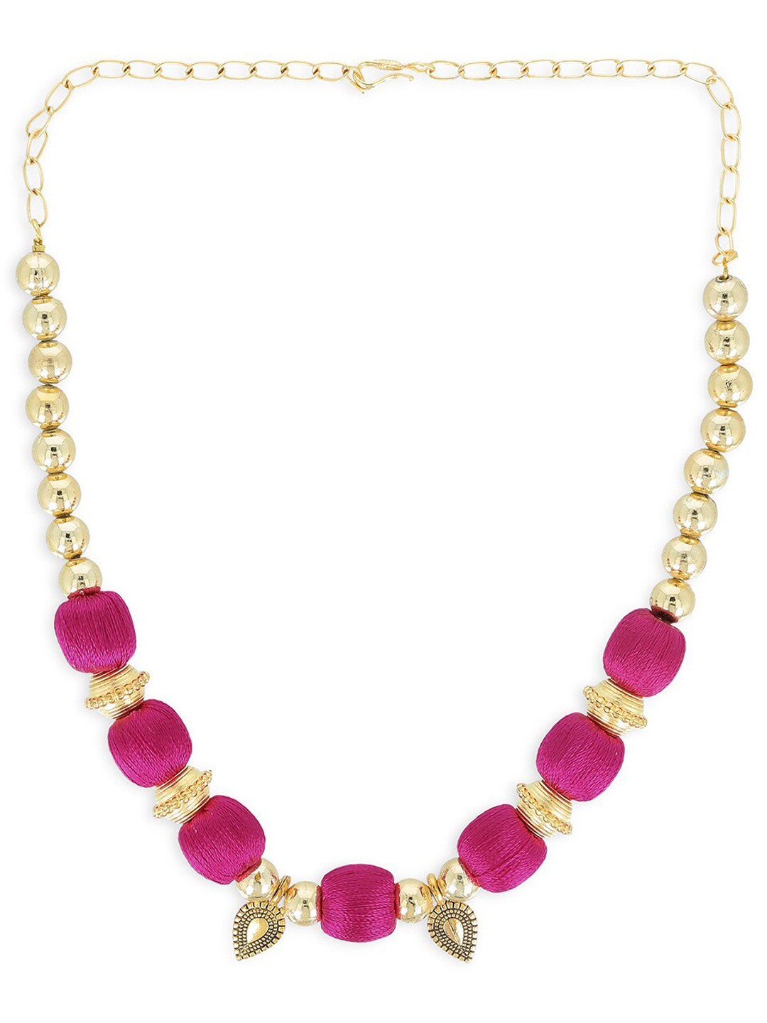 

AKSHARA Girls Gold-Plated & Beaded Silk Thread Jewellery Set