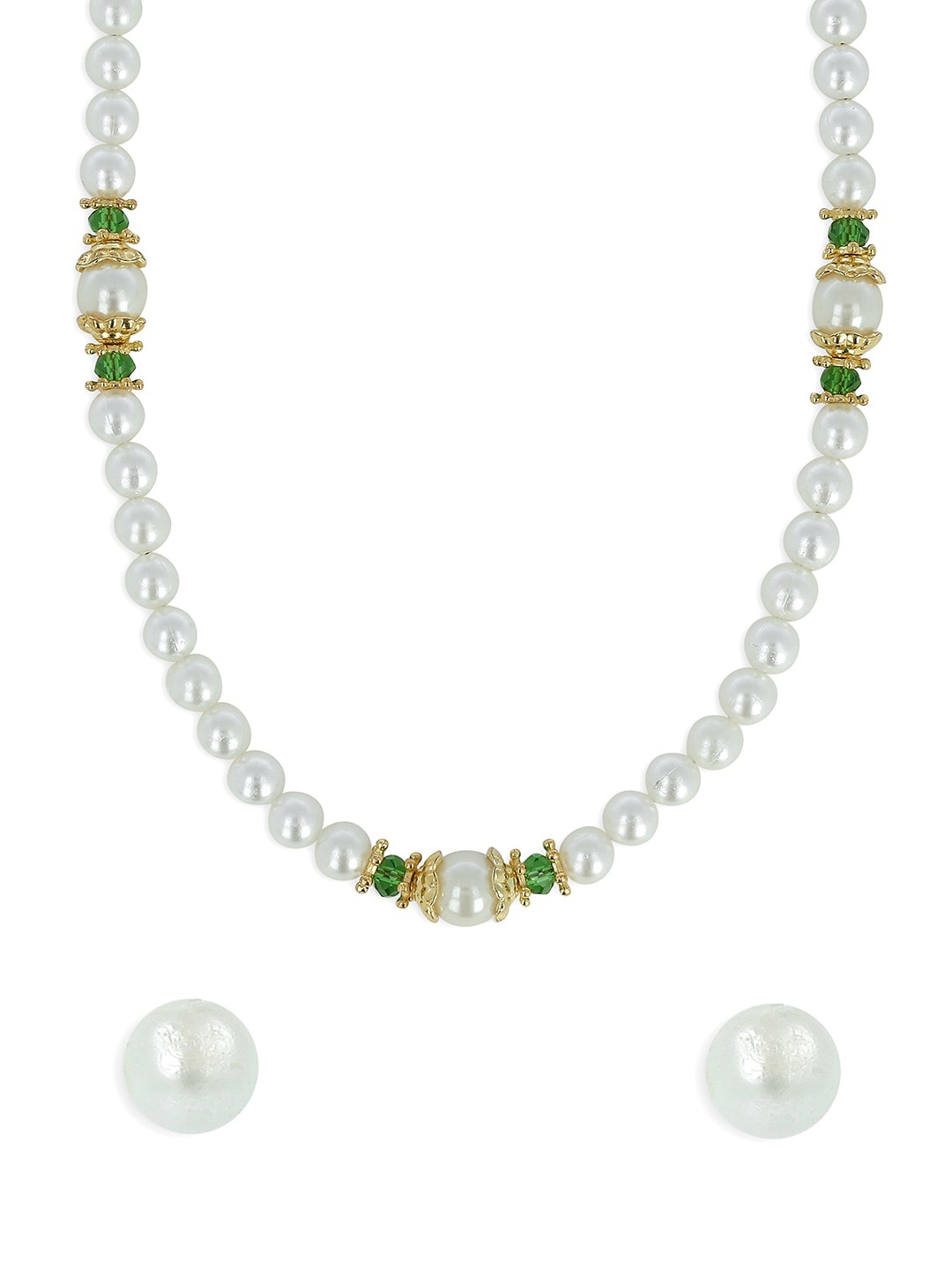 

AKSHARA Gold-Plated Stone-Studded & Pearl Beaded Jewellery Set