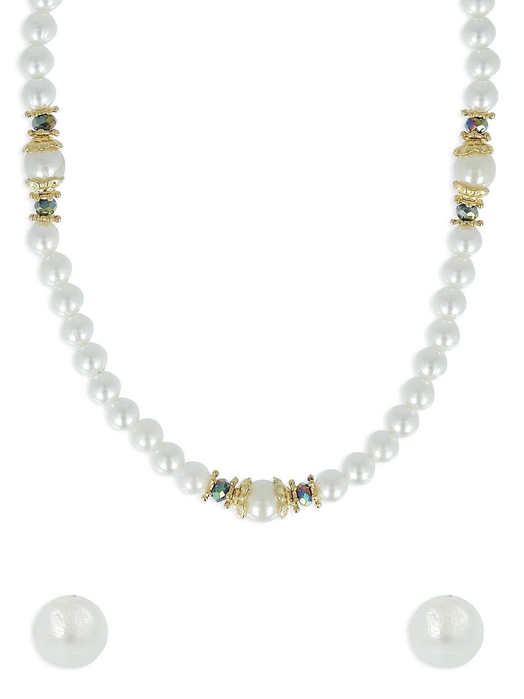 

AKSHARA Gold-Plated Stone-Studded & Pearl Beaded Jewellery Set