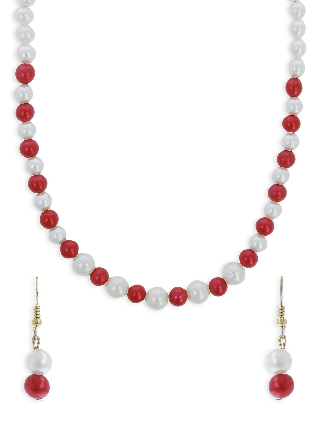 

AKSHARA Gold-Plated Stone-Studded & Pearl Beaded Jewellery Set, White