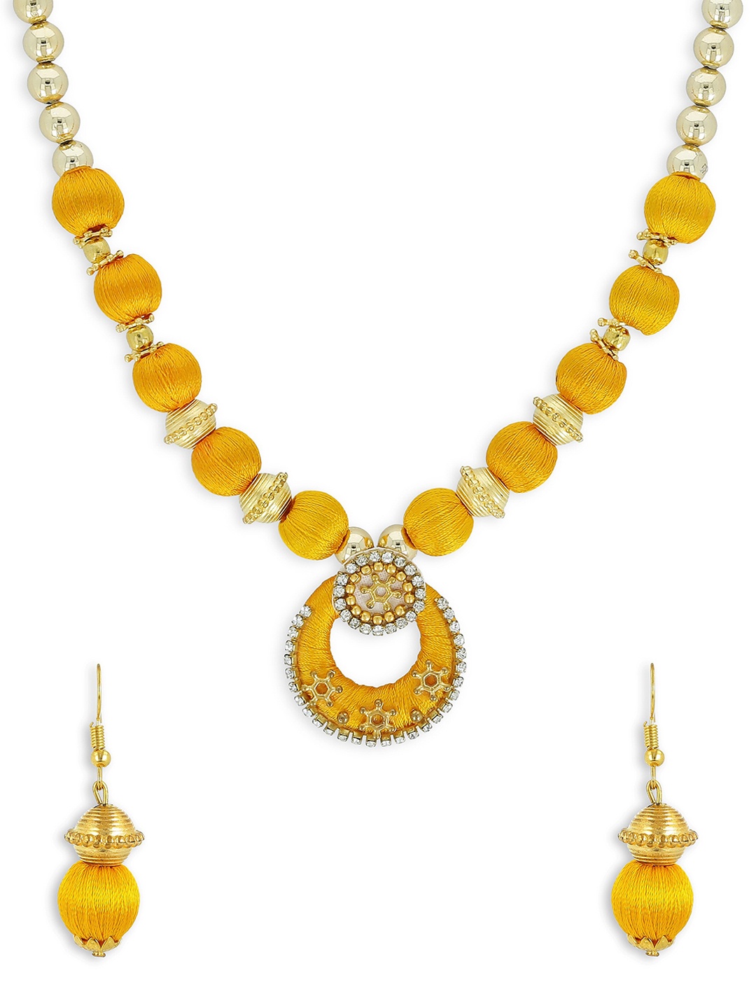 

AKSHARA Gold Plated Stone Studded & Pearl Beaded Jewellery Set