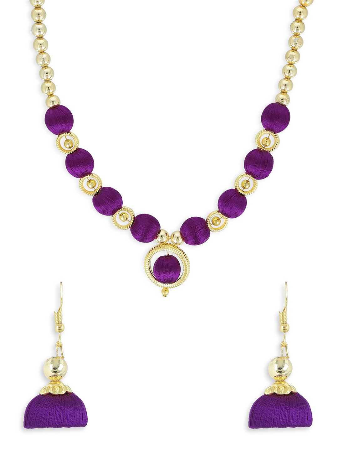 

AKSHARA Gold Plated Stone Studded & Pearl Beaded Jewellery Set