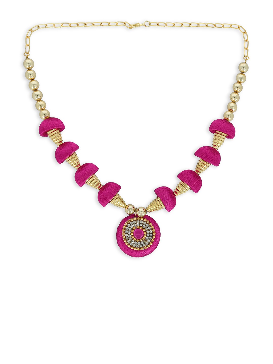 

AKSHARA Gold-Plated Stone Studded & Pearl Beaded Jewellery Set
