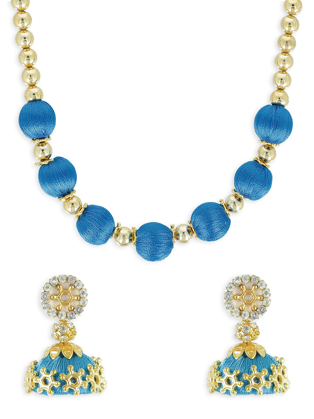 

AKSHARA Girls Girls Gold-Plated Stone-Studded & Beaded Jewellery Set