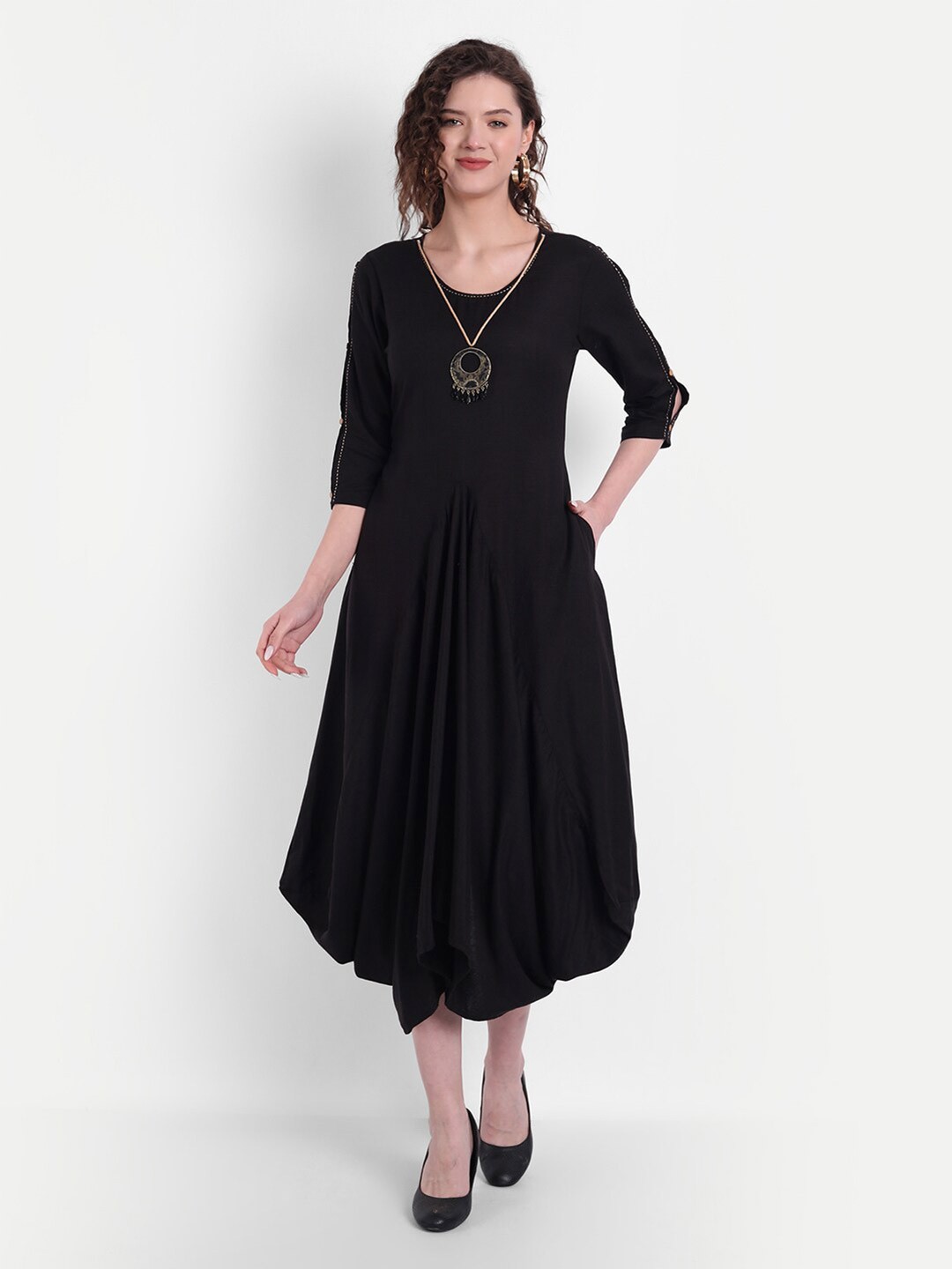 

SUTI Balloon Midi Dress, Black
