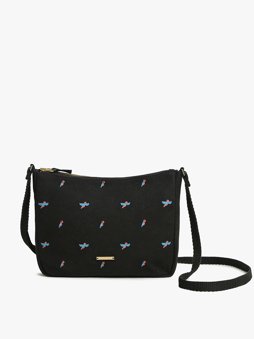 

EcoRight Printed Cotton Structured Sling Bag, Black