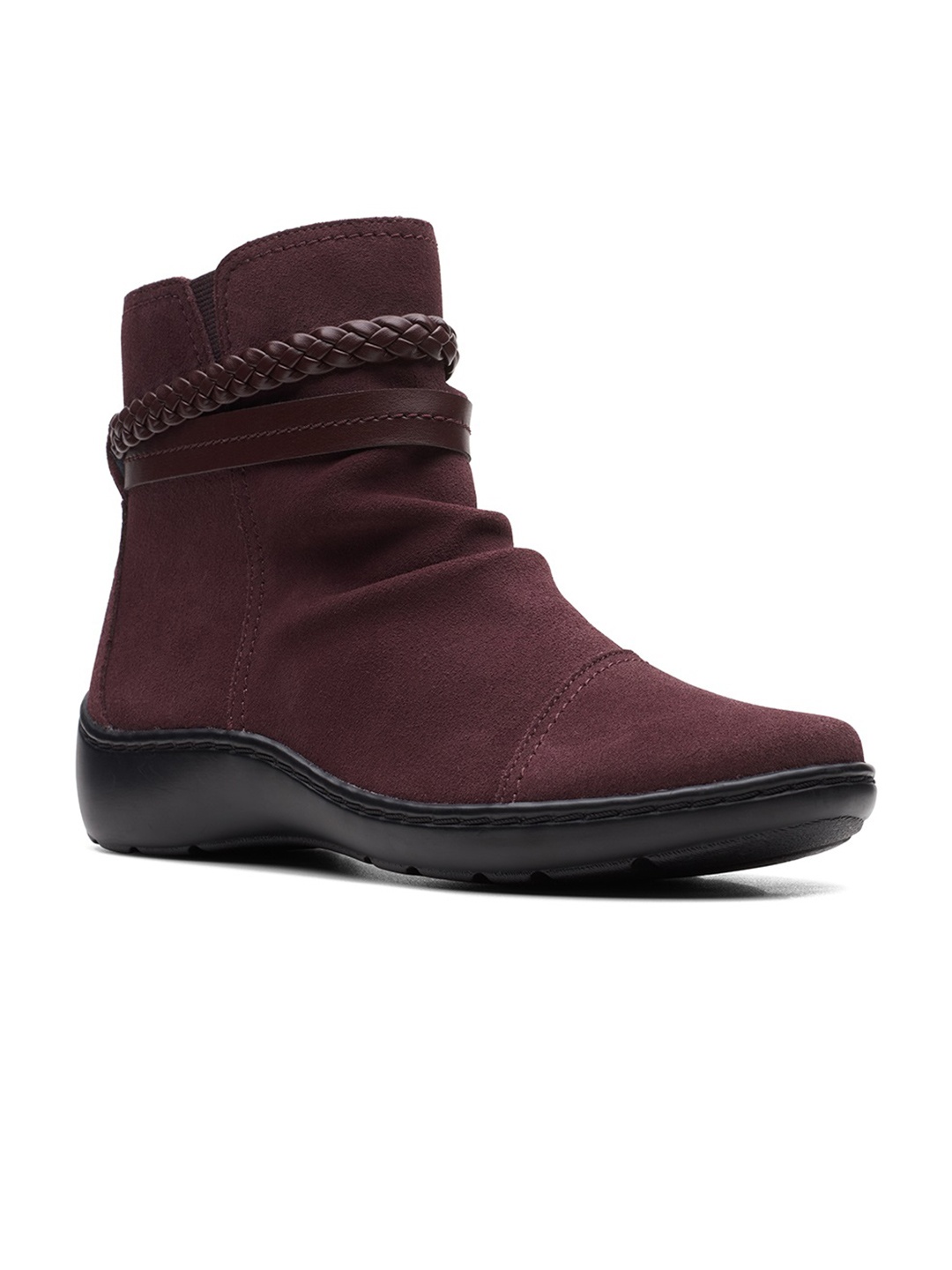 

Clarks Women Mid-Top Braided Boots, Burgundy