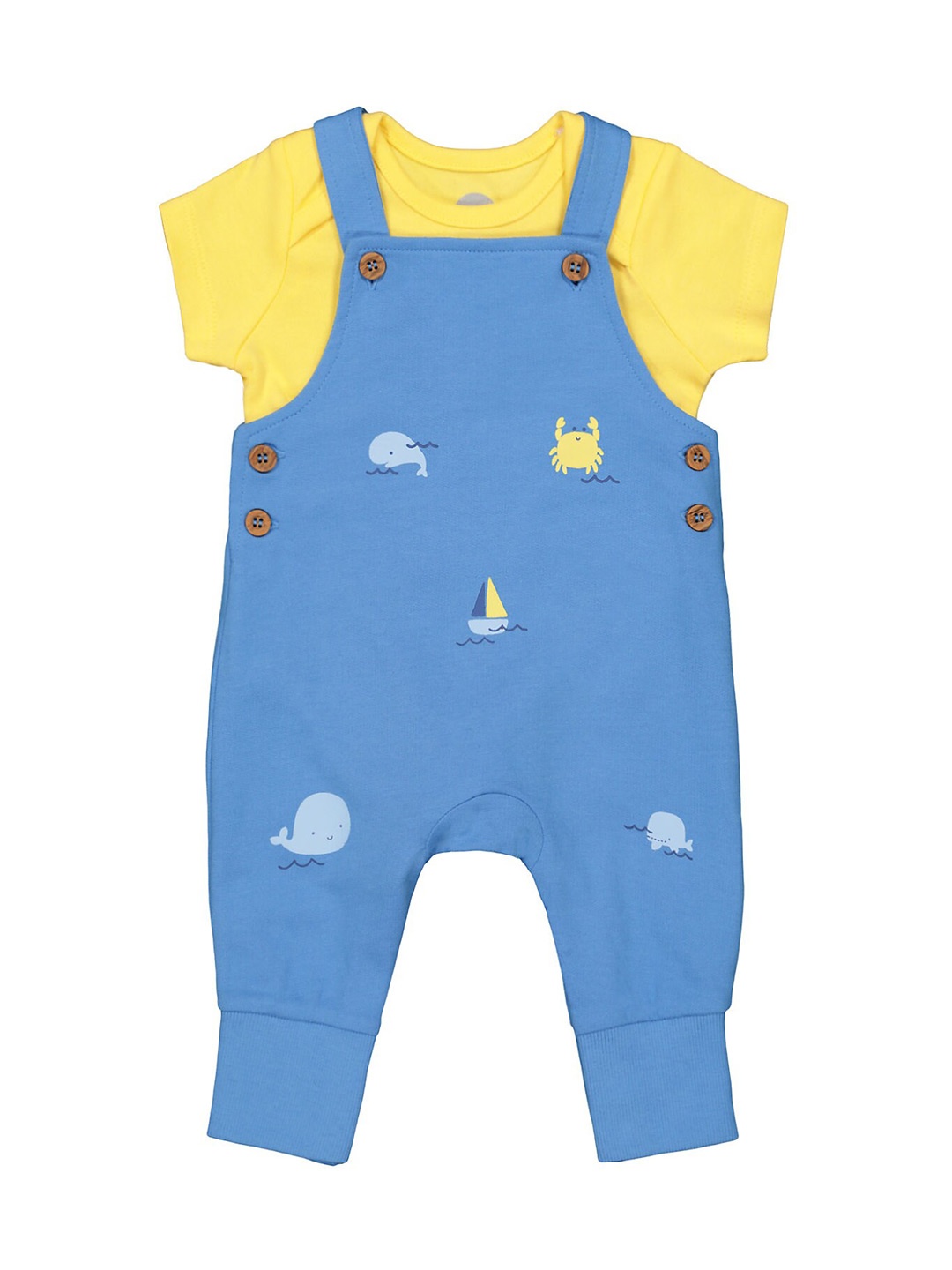 mothercare Boys T-shirt with Dungarees, Blue