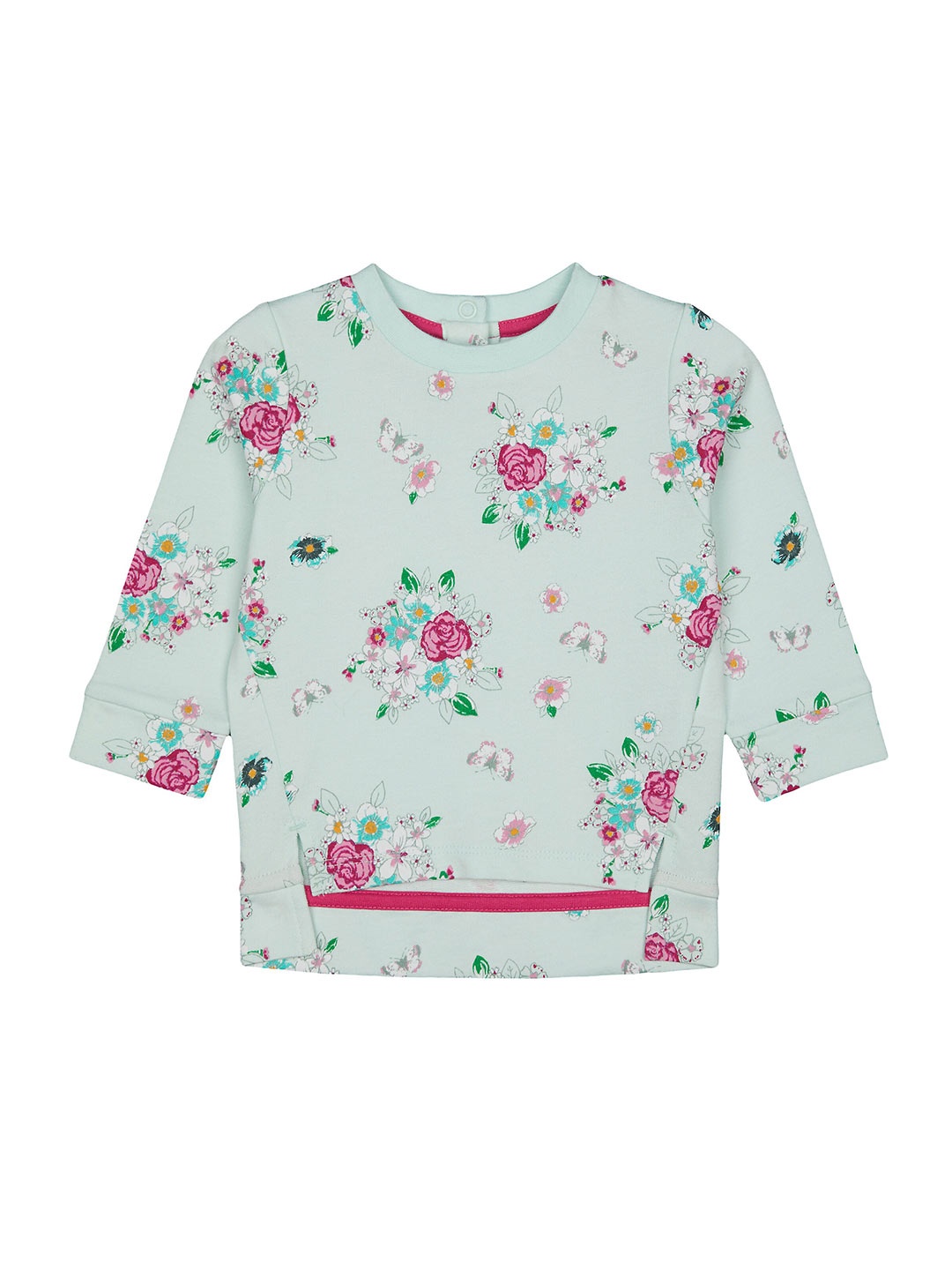 

mothercare Girls Floral Printed Cotton Sweatshirt, Blue