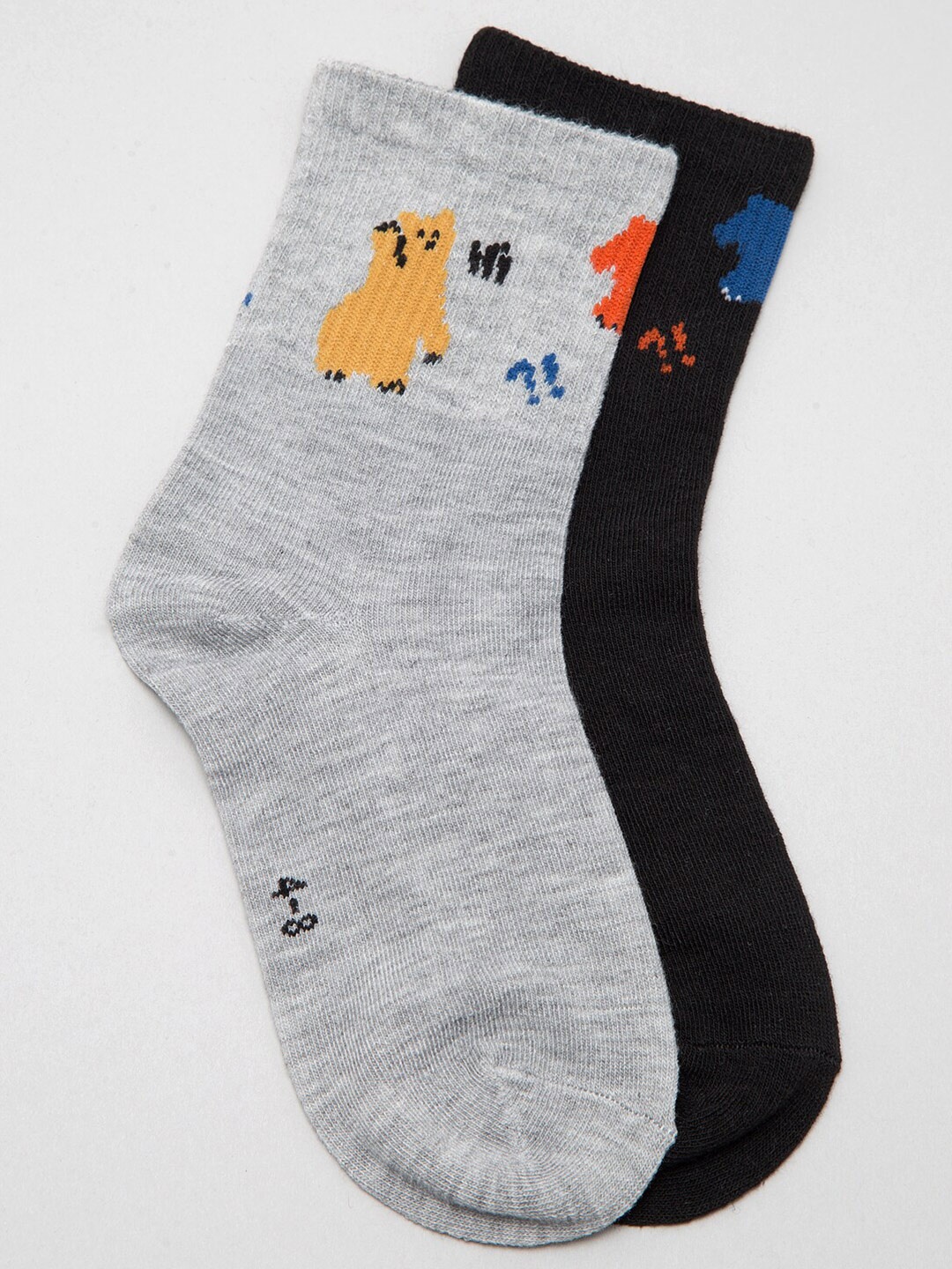 

J Style Kids Pack Of 2 Patterned Calf Length Socks, Grey