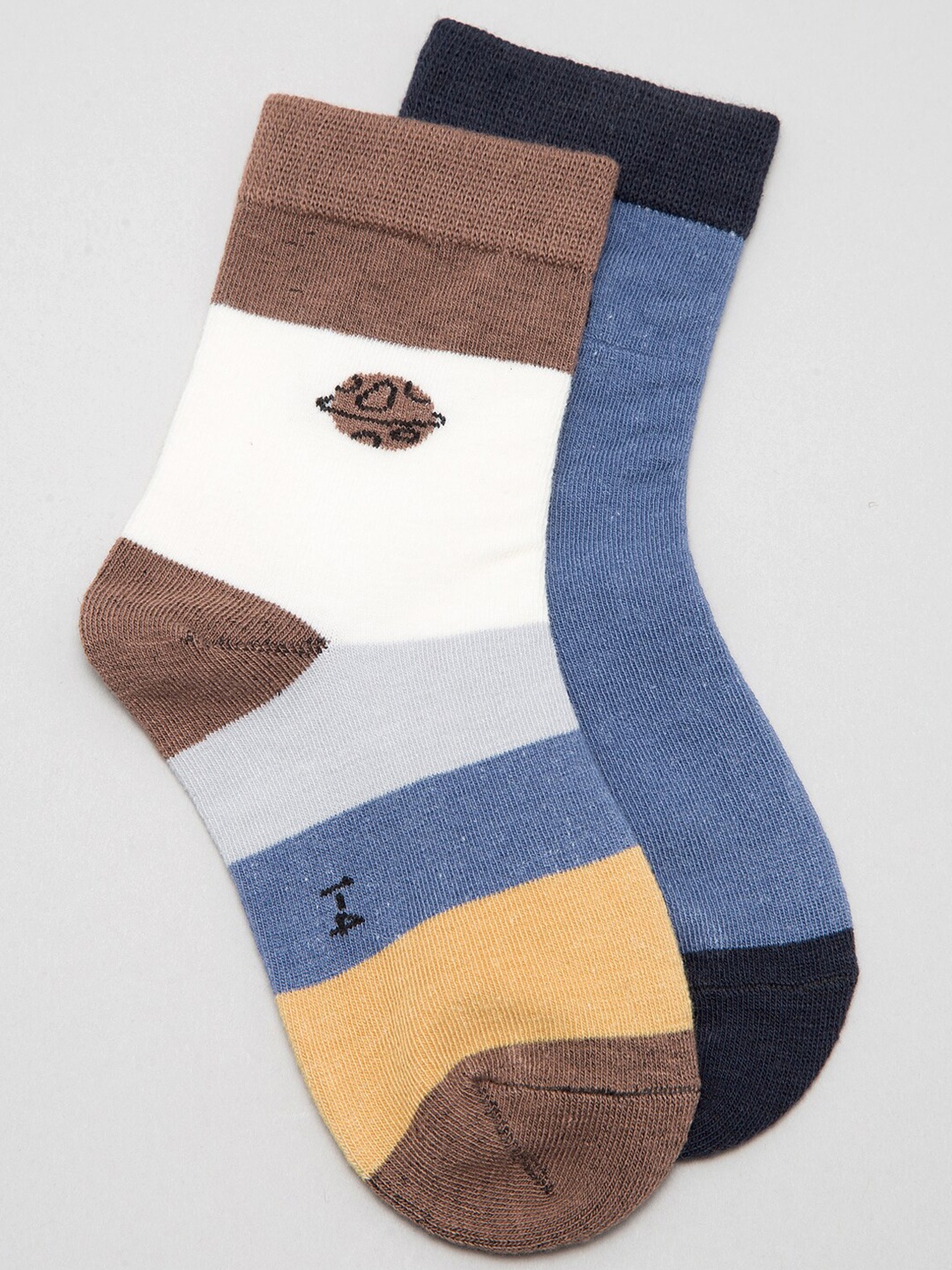 

J Style Kids Pack of 2 Colourblocked Calf Length Socks, Blue