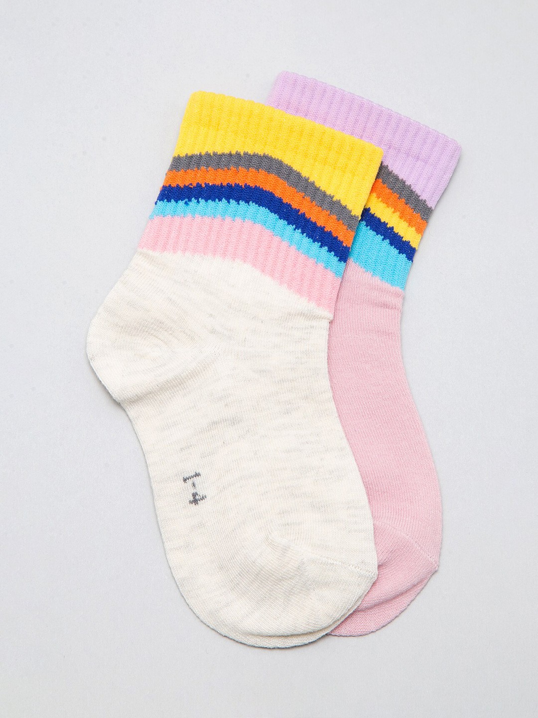 

J Style Kids Pack of 2 Striped Ankle Length Socks, Pink
