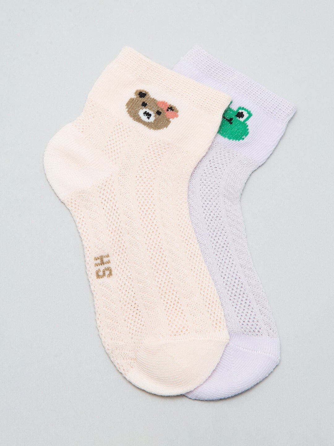 

J Style Kids Pack of 2 Patterned Calf Length Socks, Beige