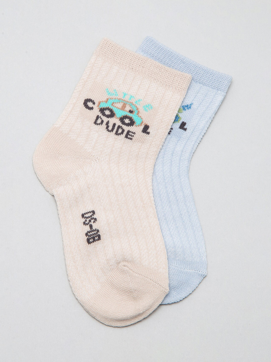 

J Style Kids Pack of 2 Patterned Above Ankle-Length Socks, Beige