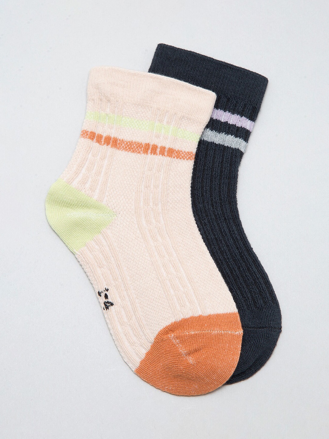

J Style Kids Pack of 2 Patterned Calf-Length Socks, Peach
