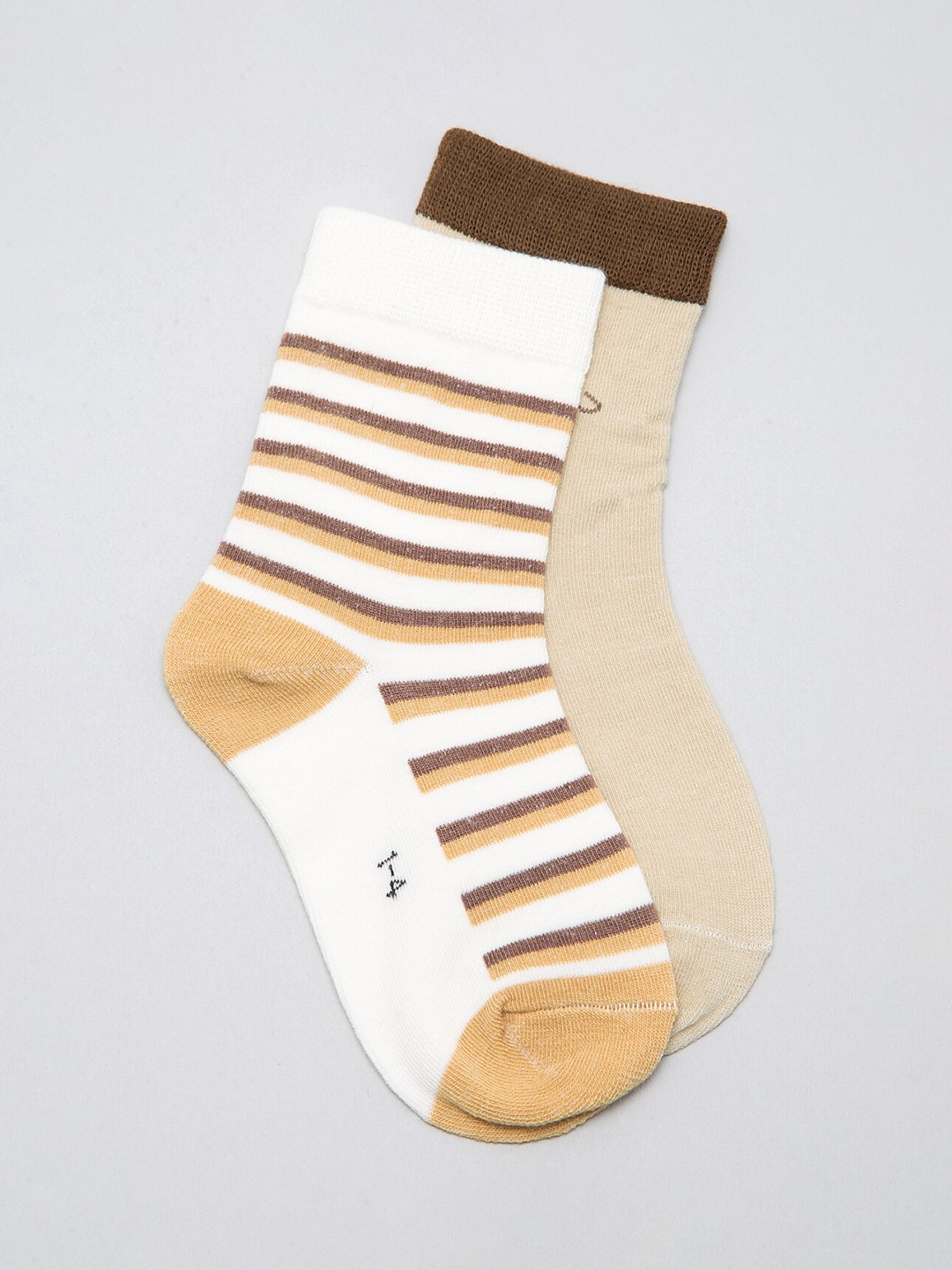 

J Style Kids Pack Of 2 Striped Calf-Length Socks, White