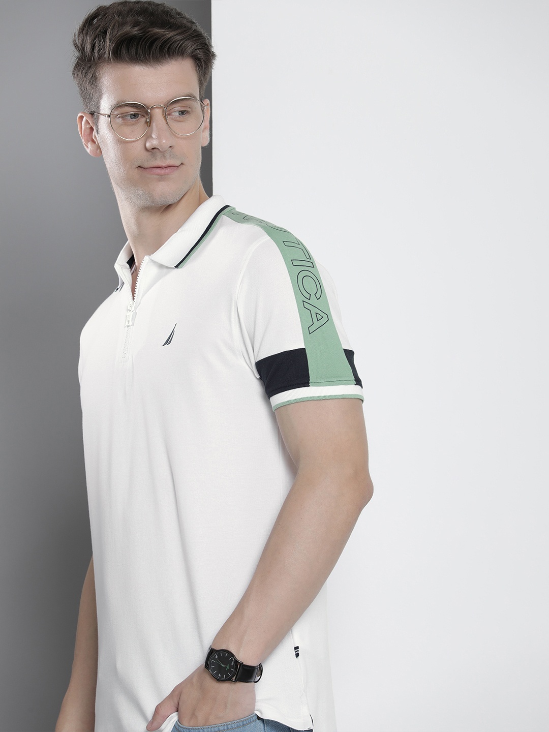 

Nautica Short Sleeves Polo Collar T-shirt, White