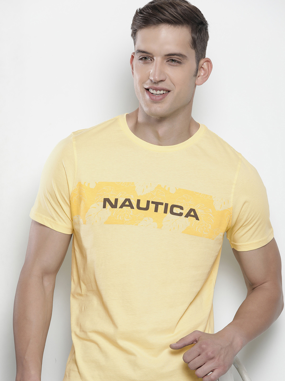 

Nautica Pure Cotton Brand Logo Printed Casual T-shirt, Yellow