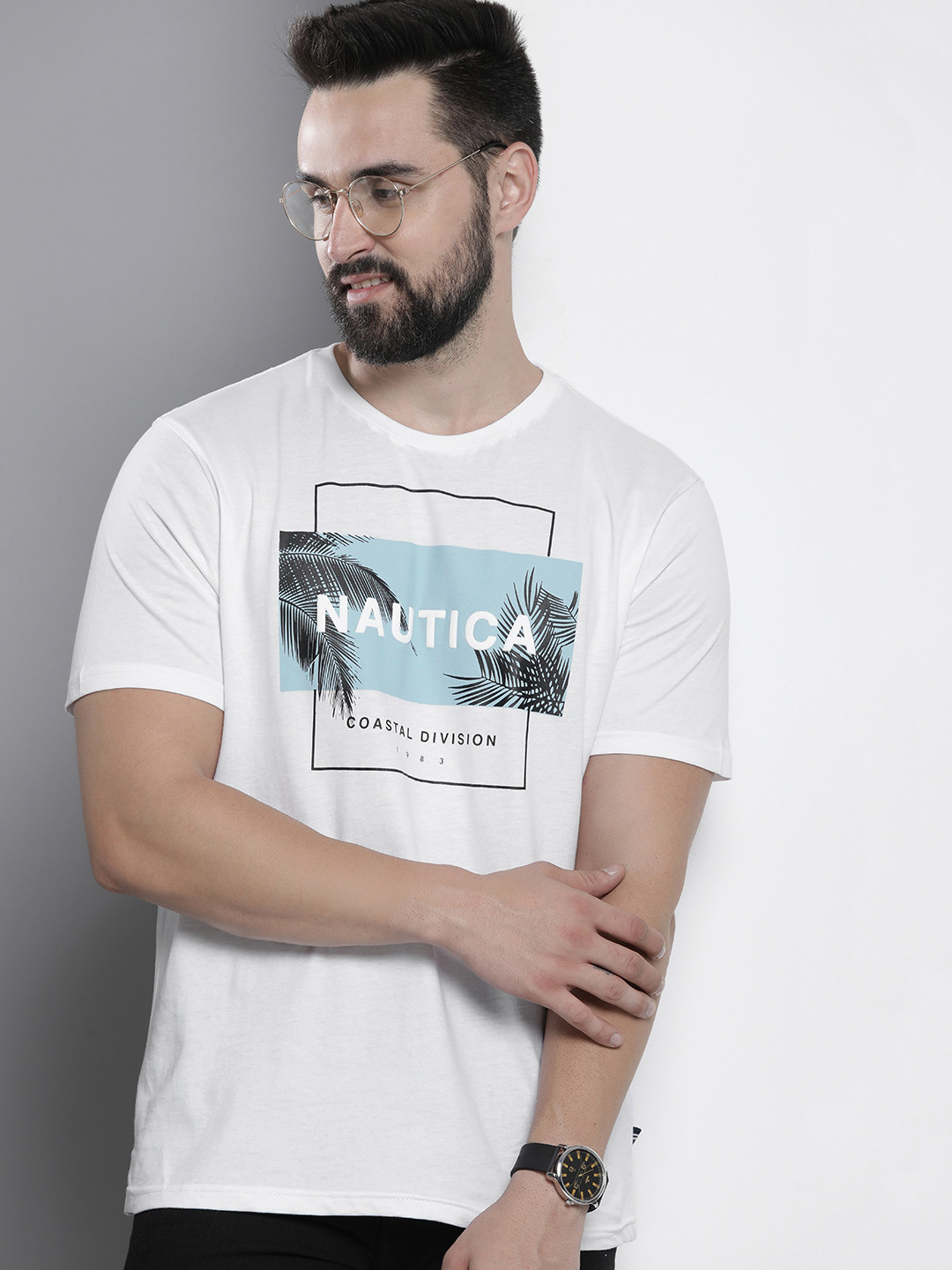 

Nautica Brand Logo Printed Pure Cotton T-shirt, White