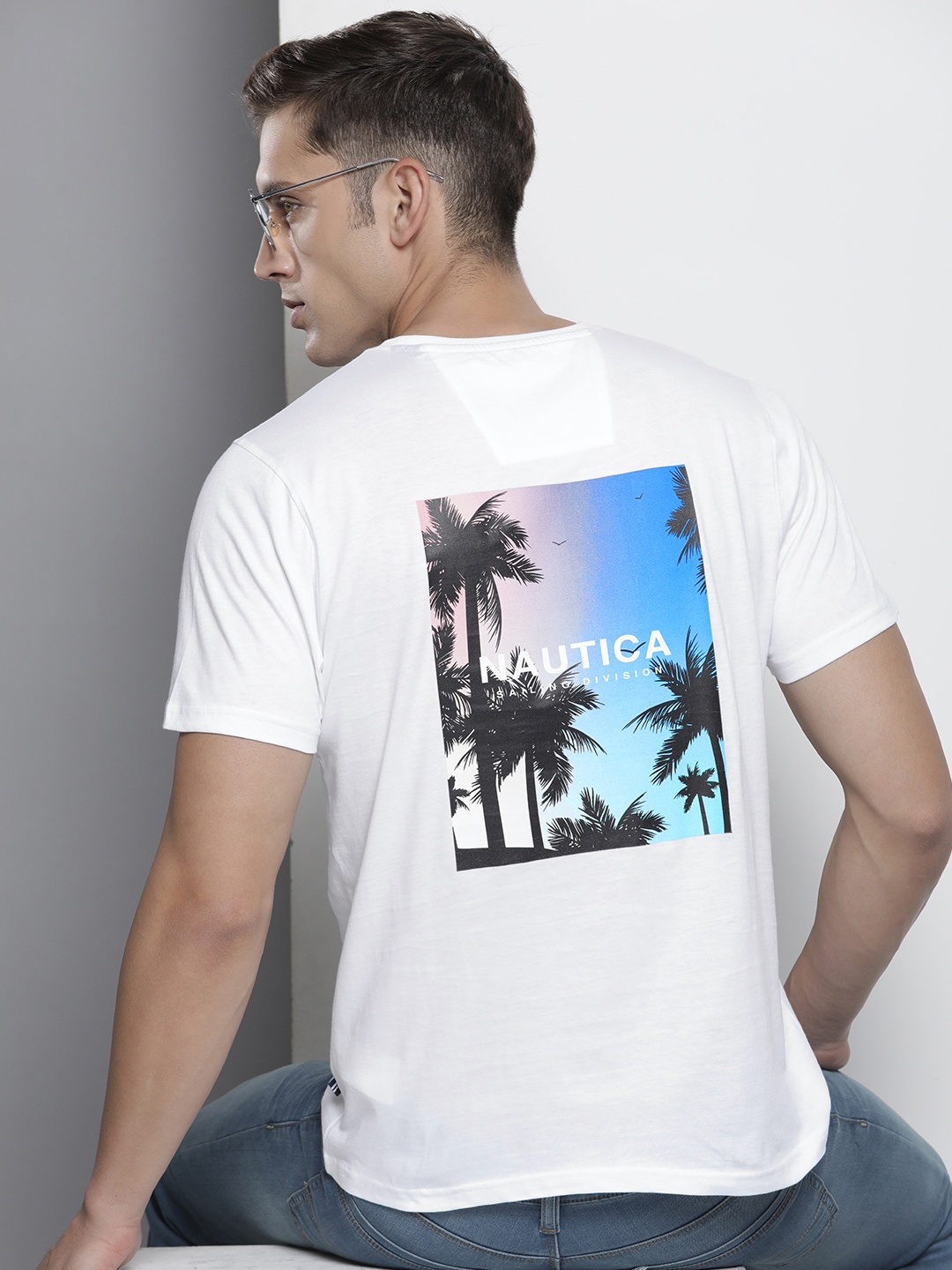 

Nautica Pure Cotton Graphic Printed Casual T-shirt, White