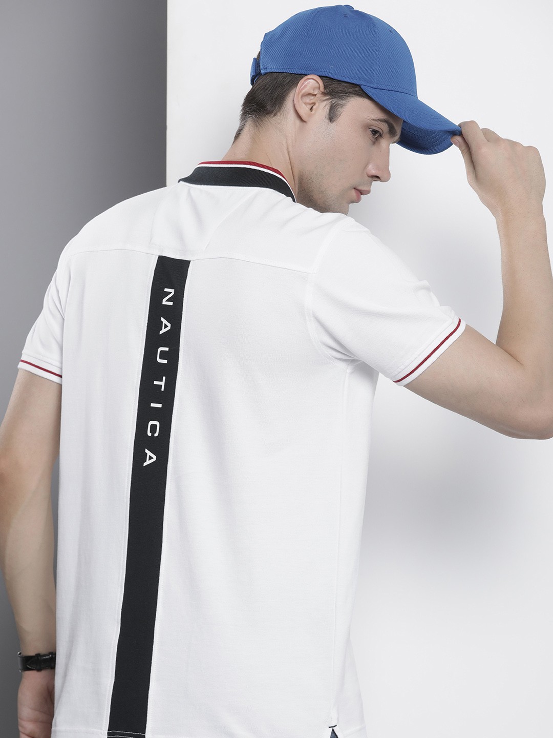 

Nautica Brand Logo Printed Polo Collar Pure Cotton T-shirt, White