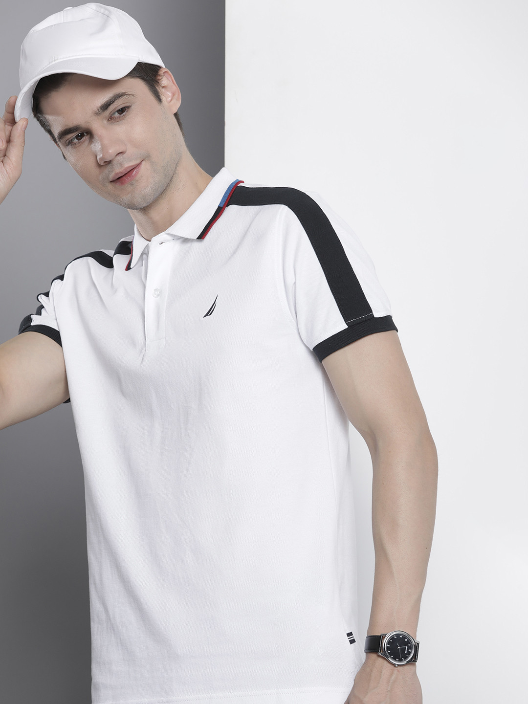 

Nautica Solid Polo Collar Pure Cotton T-shirt, White