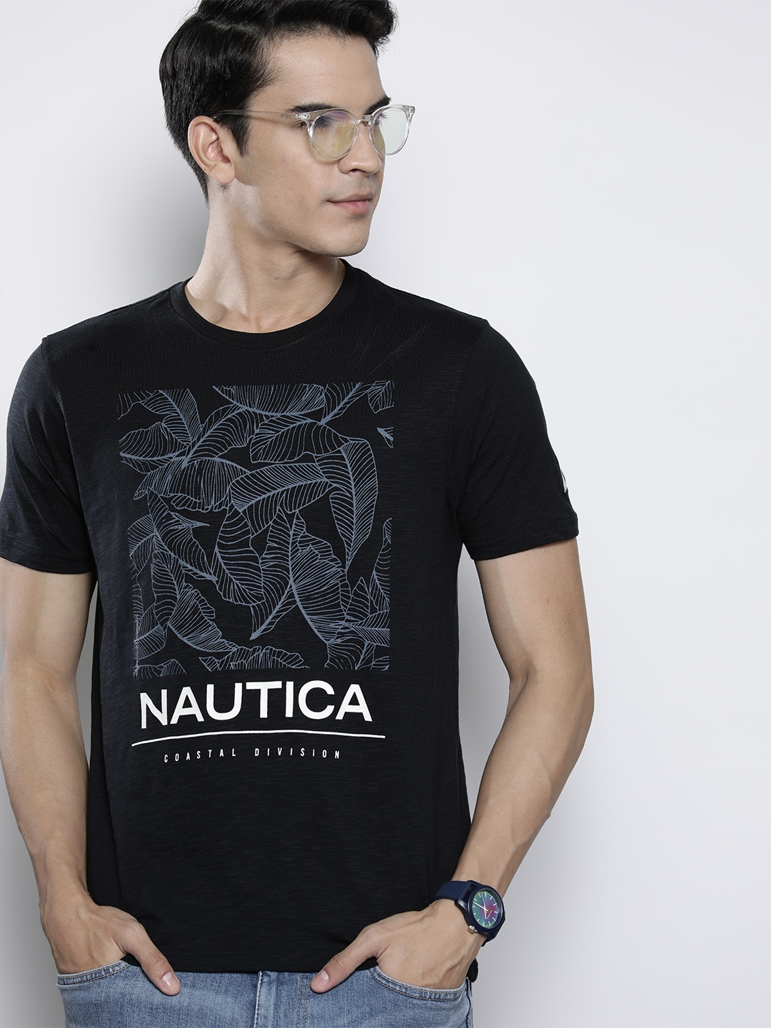 

Nautica Graphic Printed Pure Cotton T-shirt, Navy blue