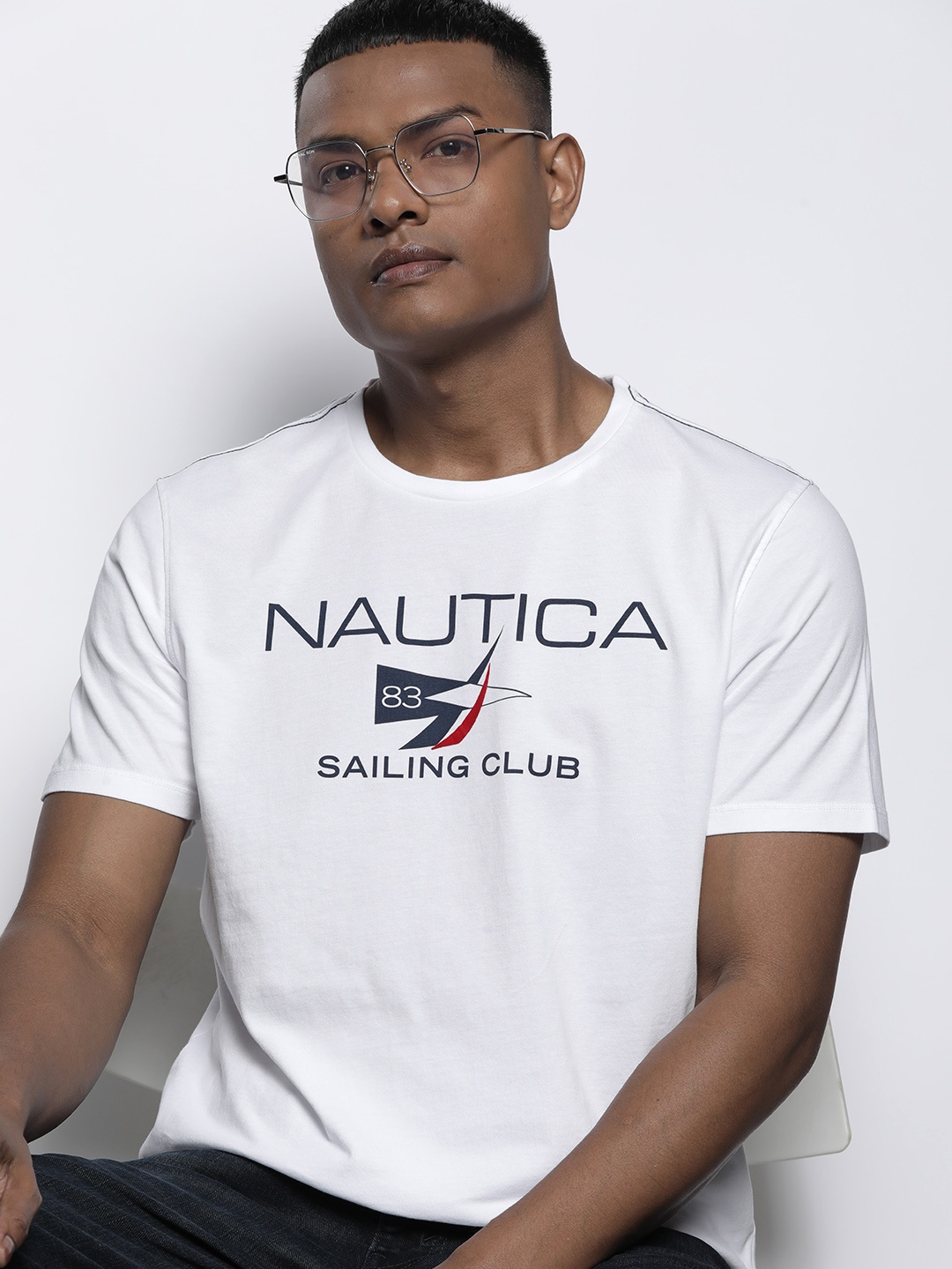 

Nautica Brand Logo Printed Pure Cotton T-shirt, White