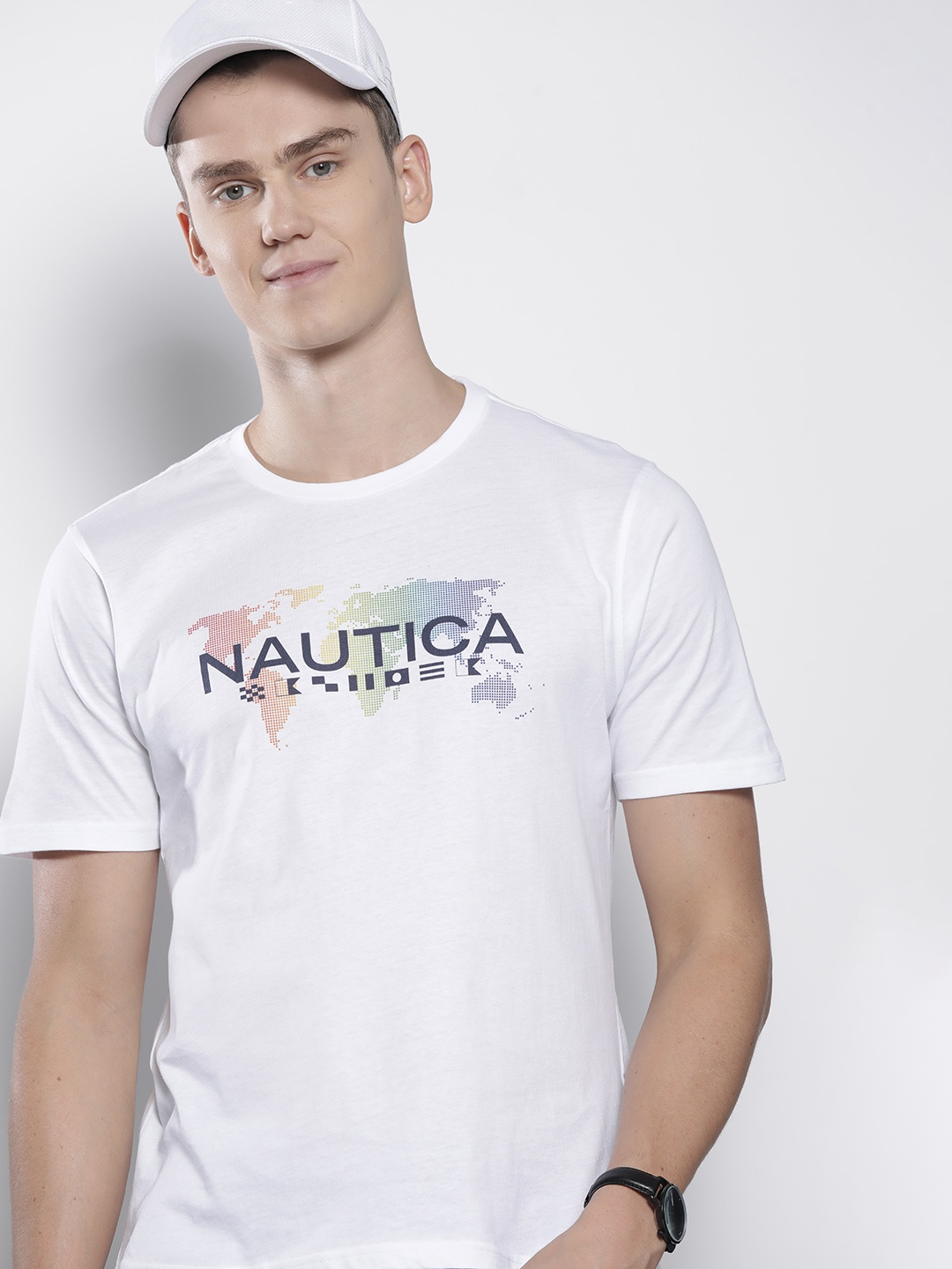 

Nautica Brand Logo Printed Pure Cotton T-shirt, White
